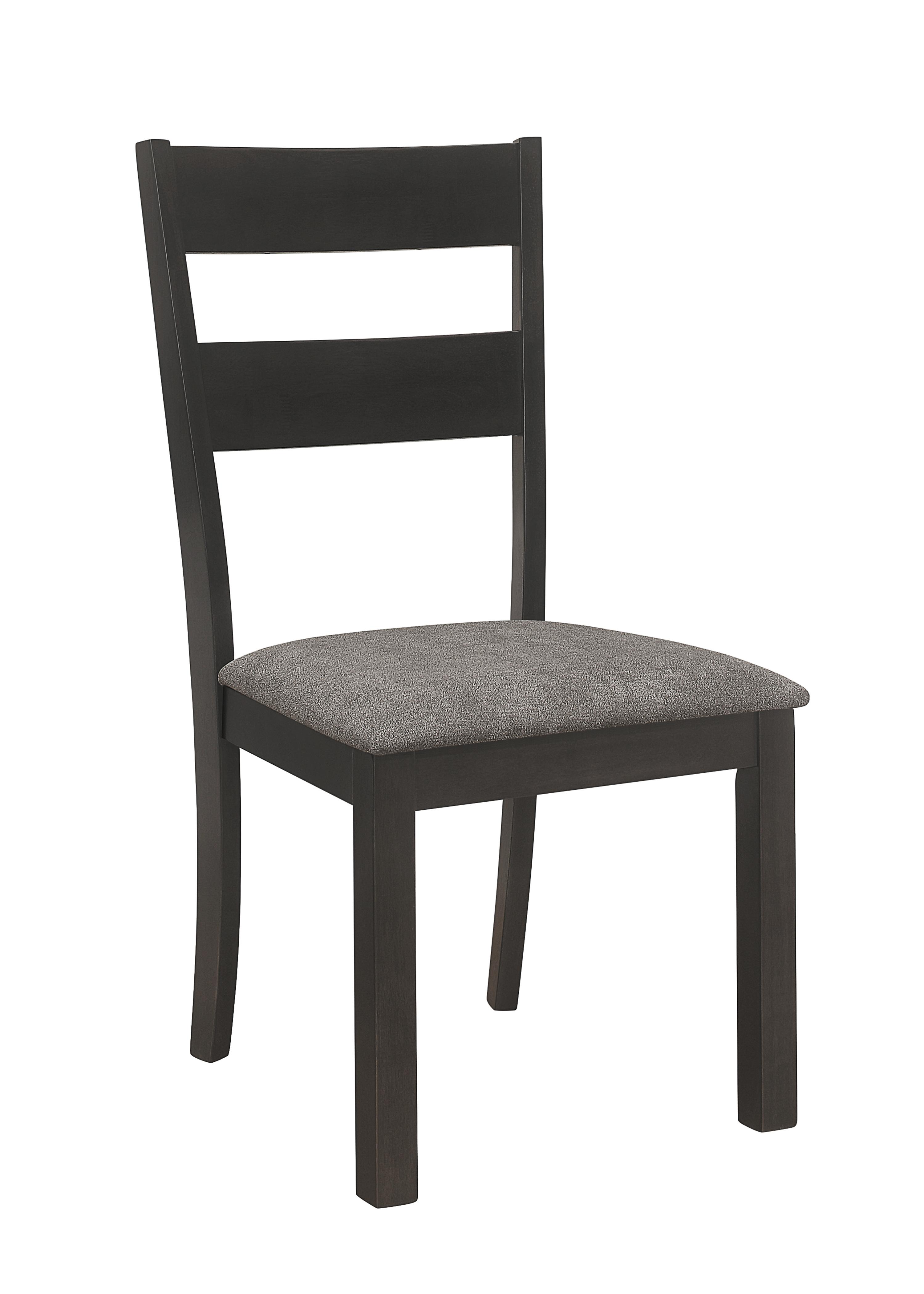 

    
Transitional Black & Dark Gray Fabric Side Chair Set 2pcs Coaster 115132 Jakob
