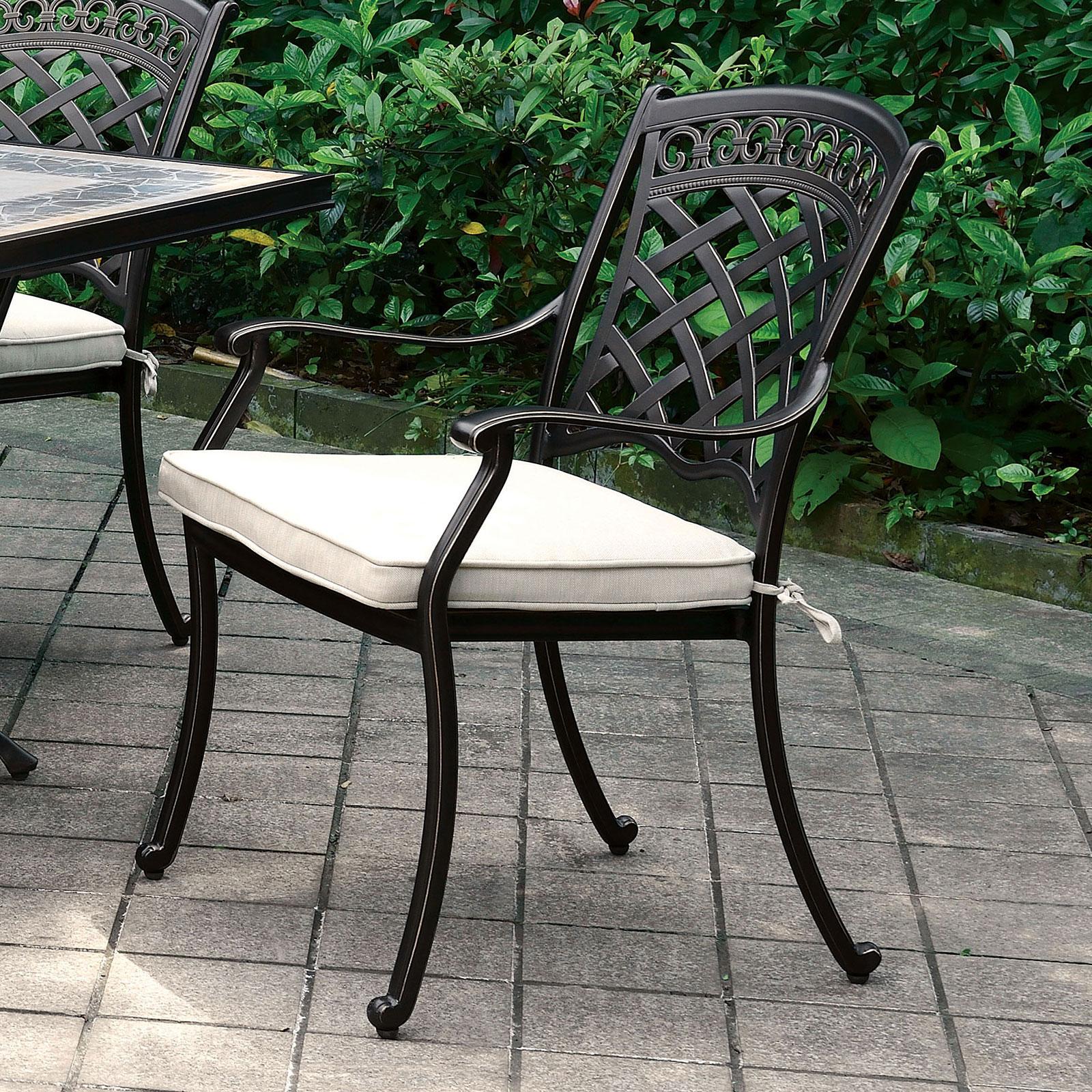 

    
Black Aluminum Dining Chair Set 4Pcs CHARISSA CM-OT2125-AC-4PK FoA Group
