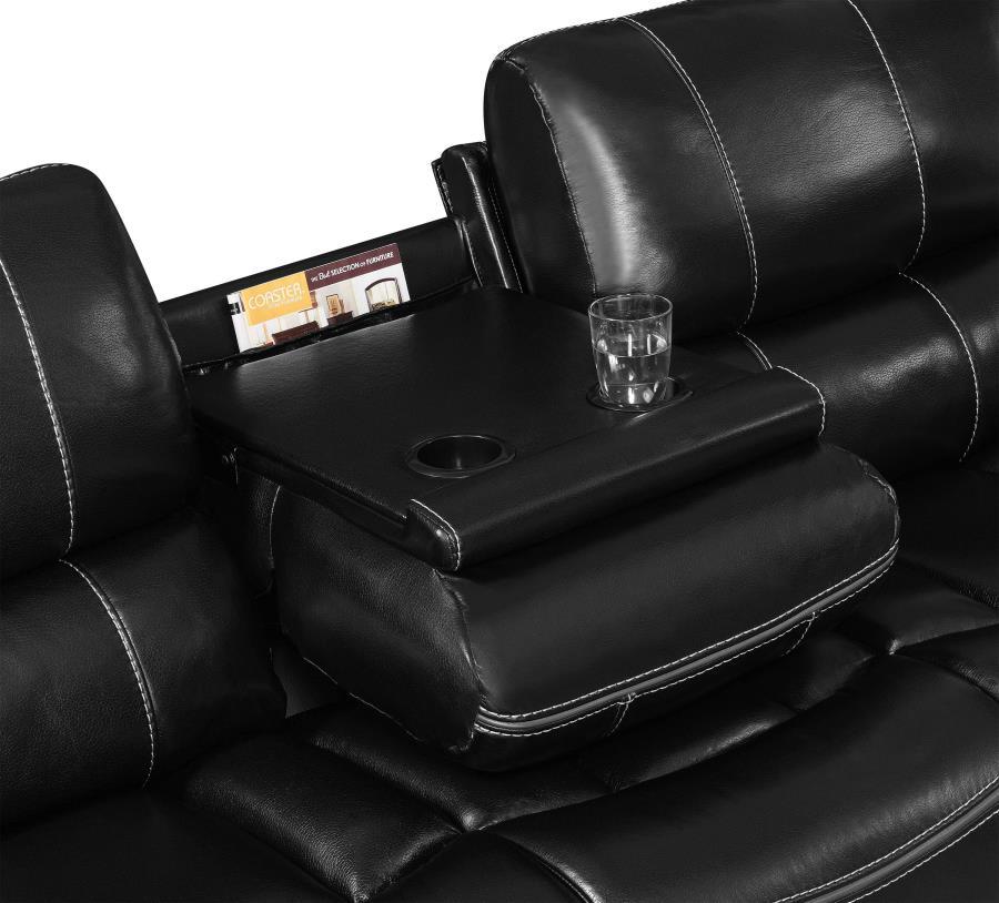 

    
601934 Modern Black Faux Leather Motion Sofa Coaster 601934 Willemse
