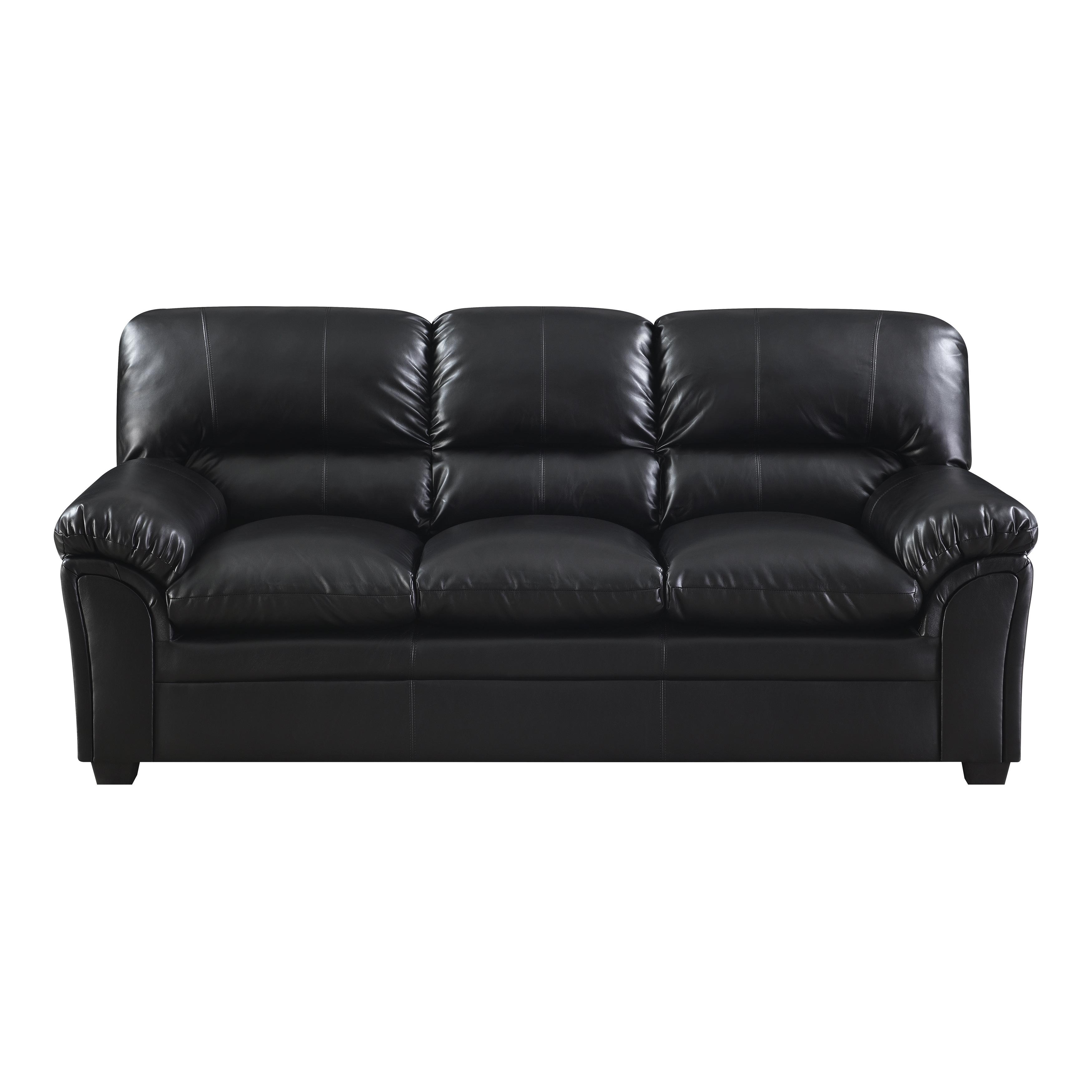 

    
Transitional Black Faux Leather Living Room Set 2pcs Homelegance 8511BK Talon
