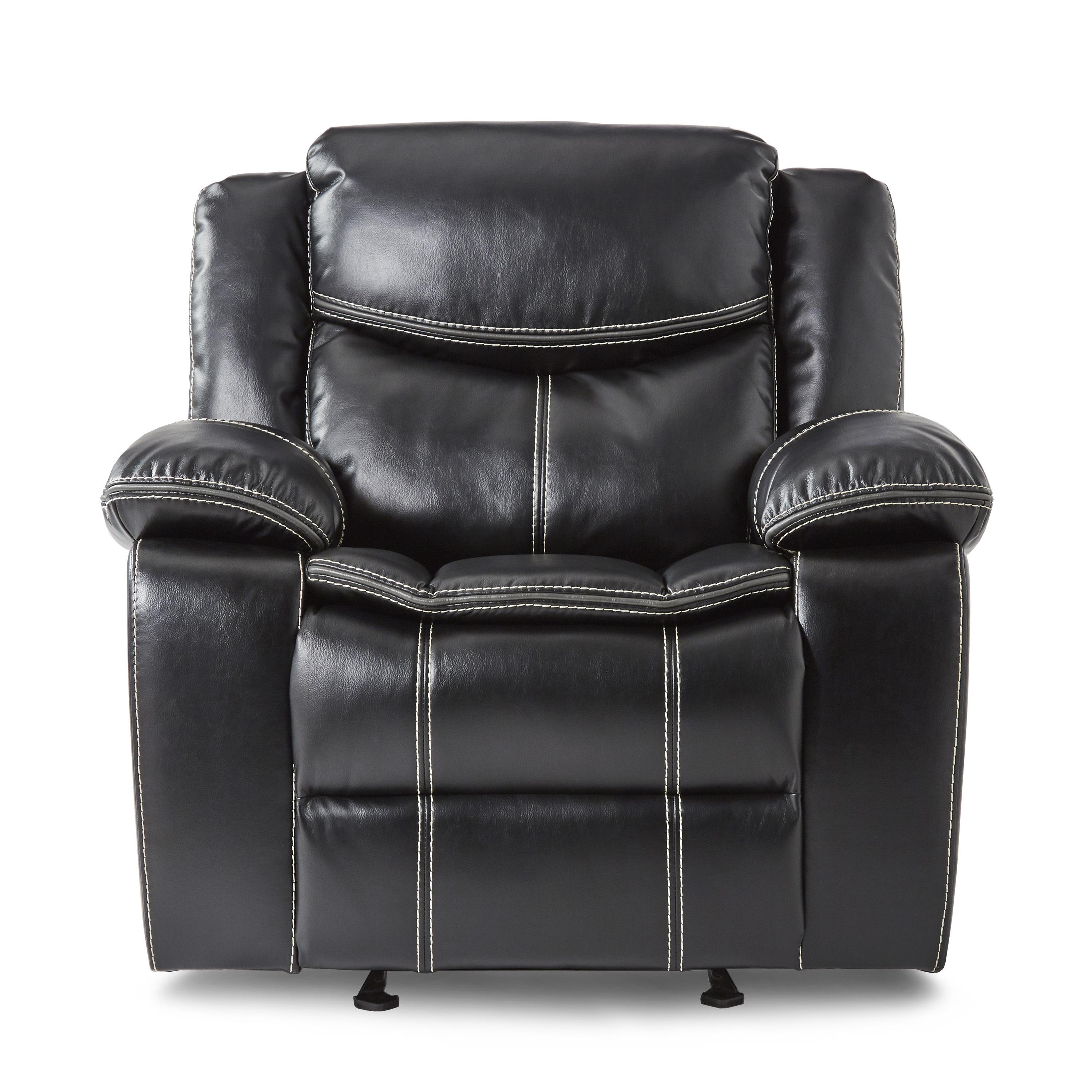 

    
Transitional Black Faux Leather Reclining Chair Homelegance 8230BLK-1 Bastrop
