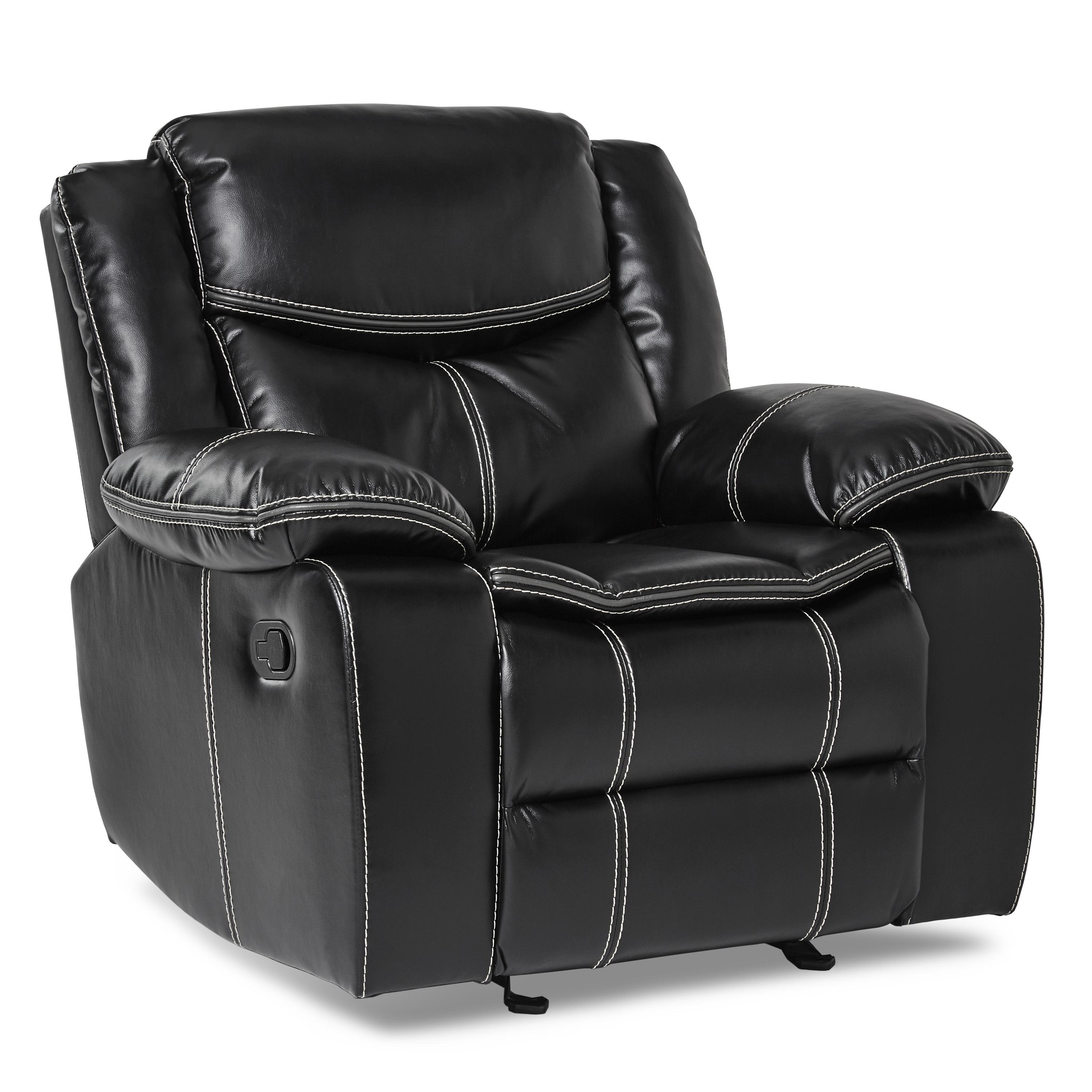 

    
Transitional Black Faux Leather Reclining Chair Homelegance 8230BLK-1 Bastrop
