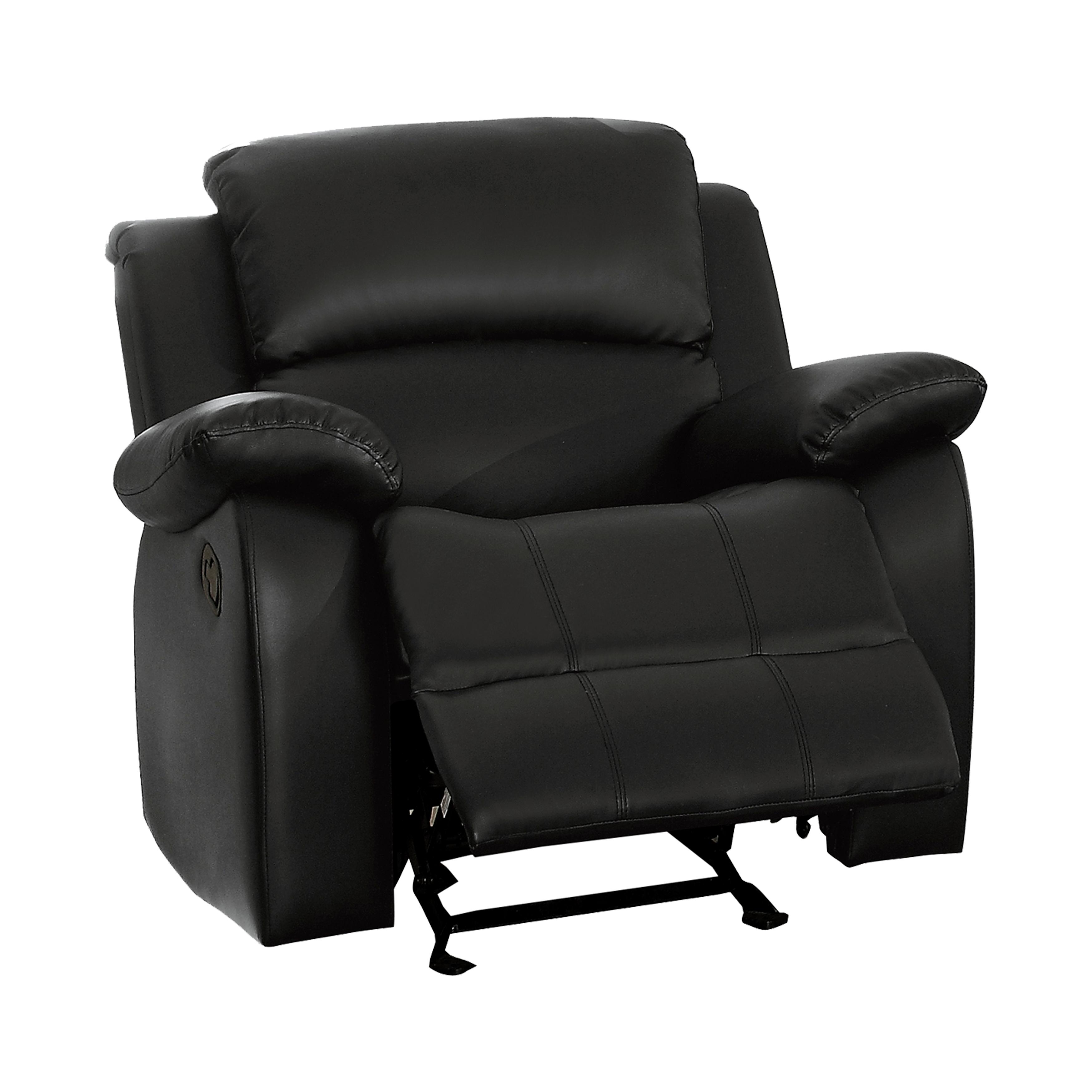 

    
Transitional Black Faux Leather Reclining Chair Homelegance 9928BLK-1 Clarkdale
