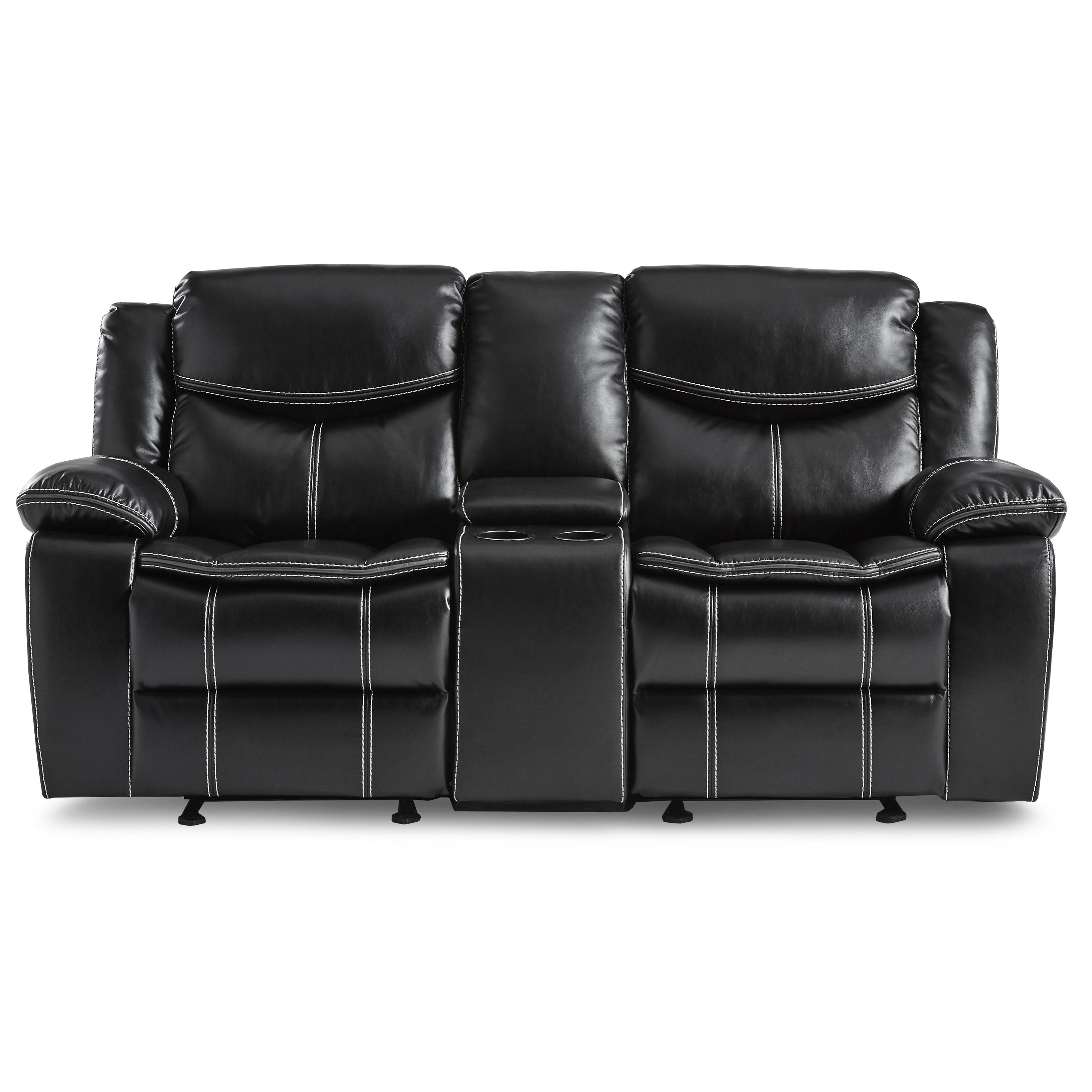 Transitional Reclining Loveseat 8230BLK-2 Bastrop 8230BLK-2 in Black Faux Leather