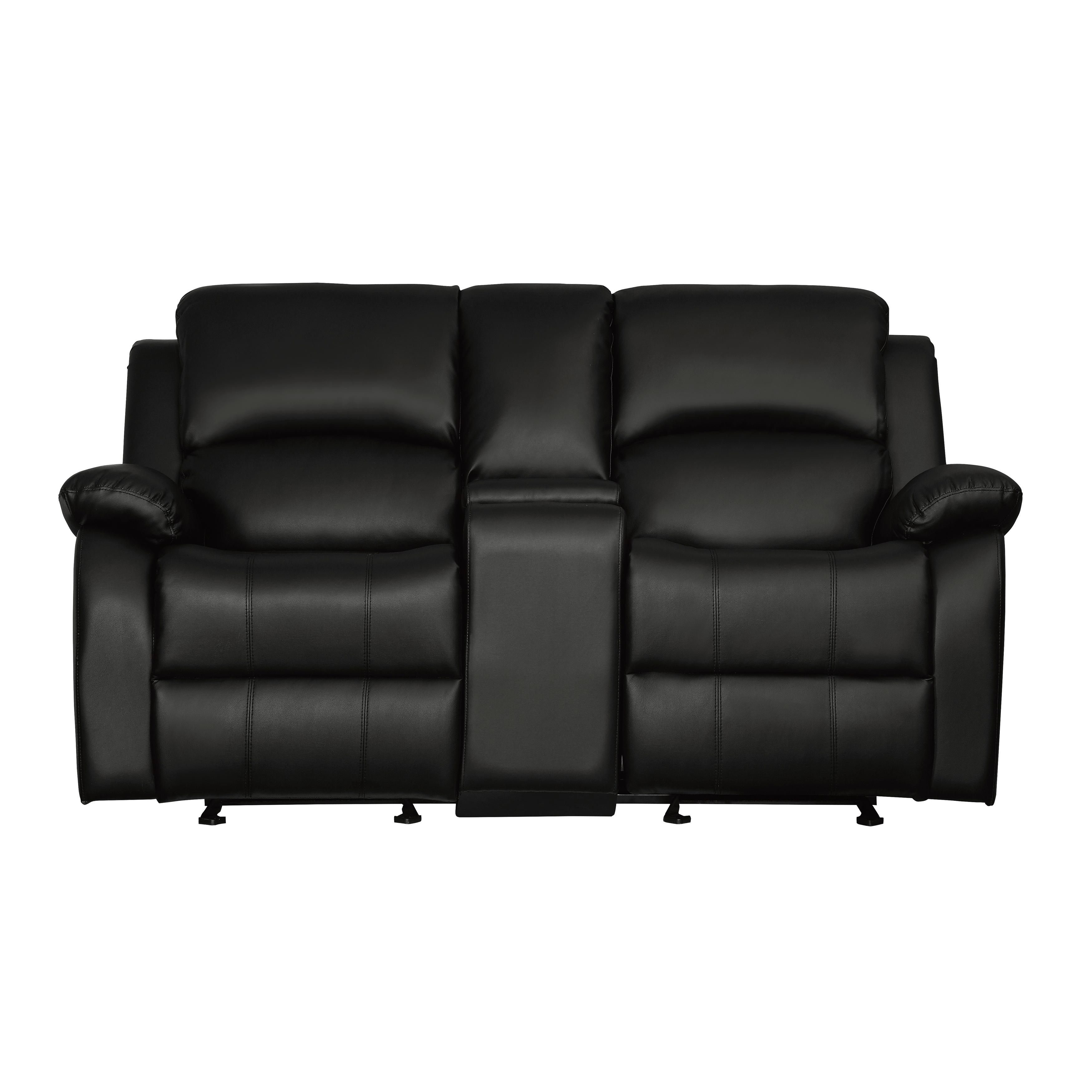 

    
Transitional Black Faux Leather Reclining Loveseat Homelegance 9928BLK-2 Clarkdale
