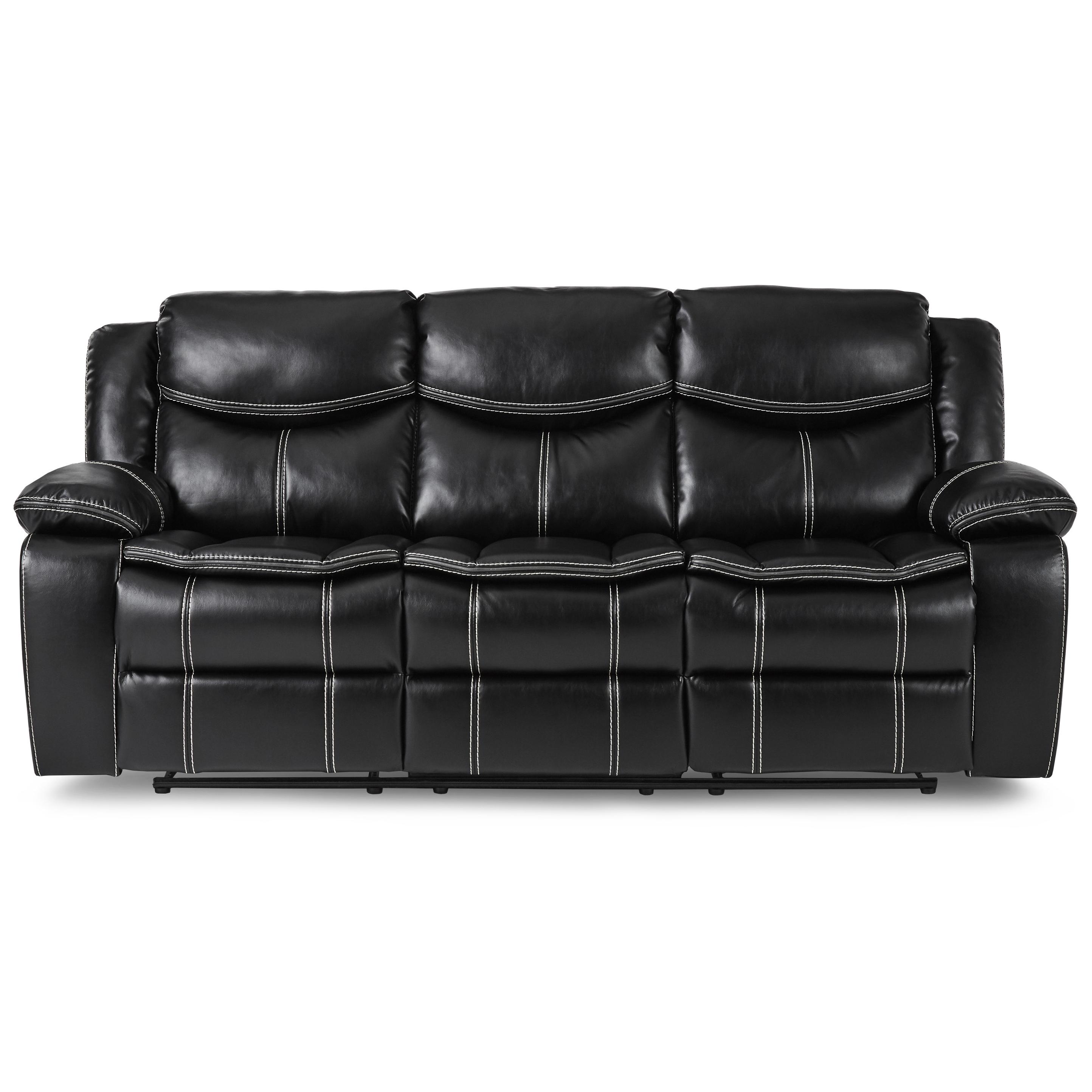 

    
Transitional Black Faux Leather Reclining Sofa Homelegance 8230BLK-3 Bastrop
