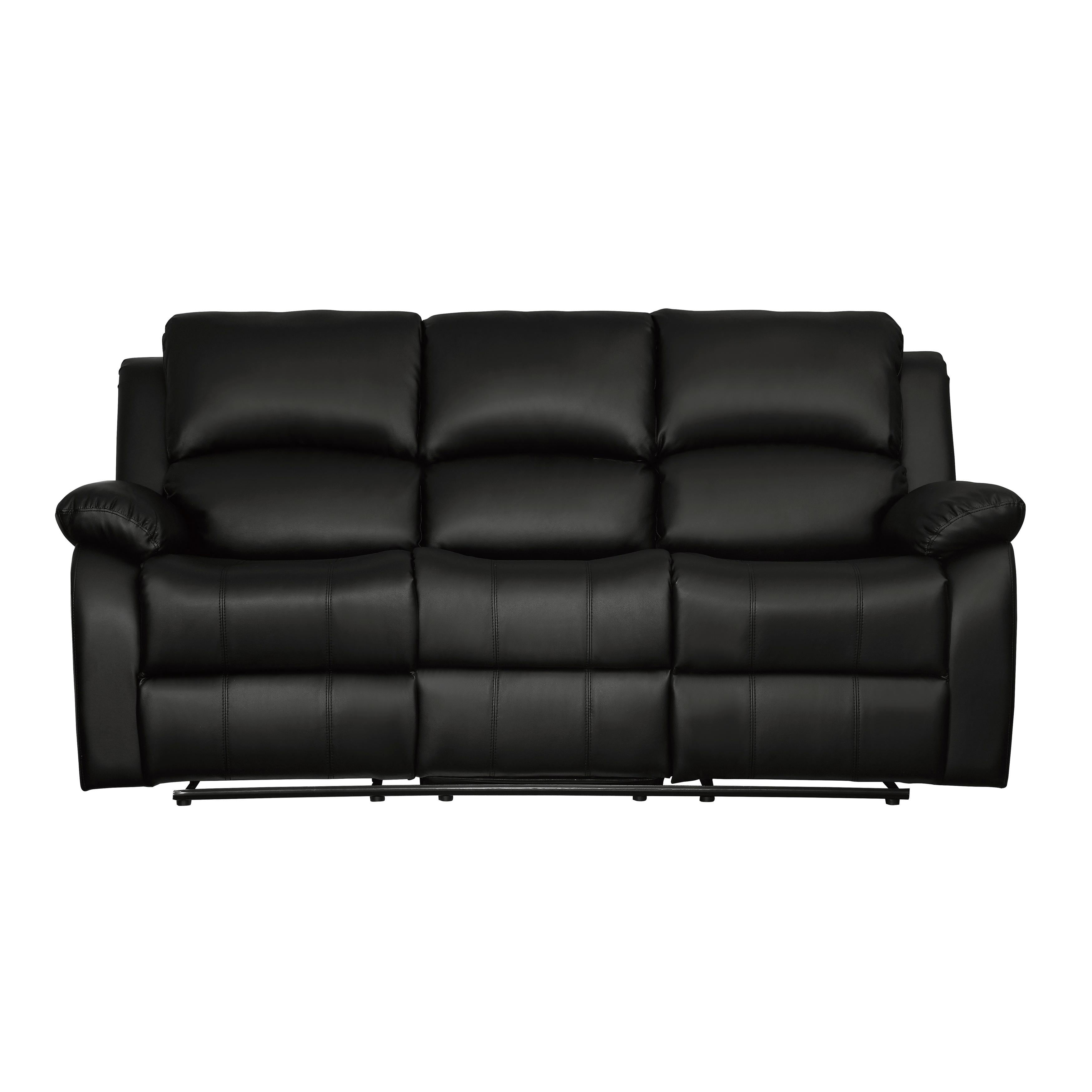 

    
Transitional Black Faux Leather Reclining Sofa Homelegance 9928BLK-3 Clarkdale
