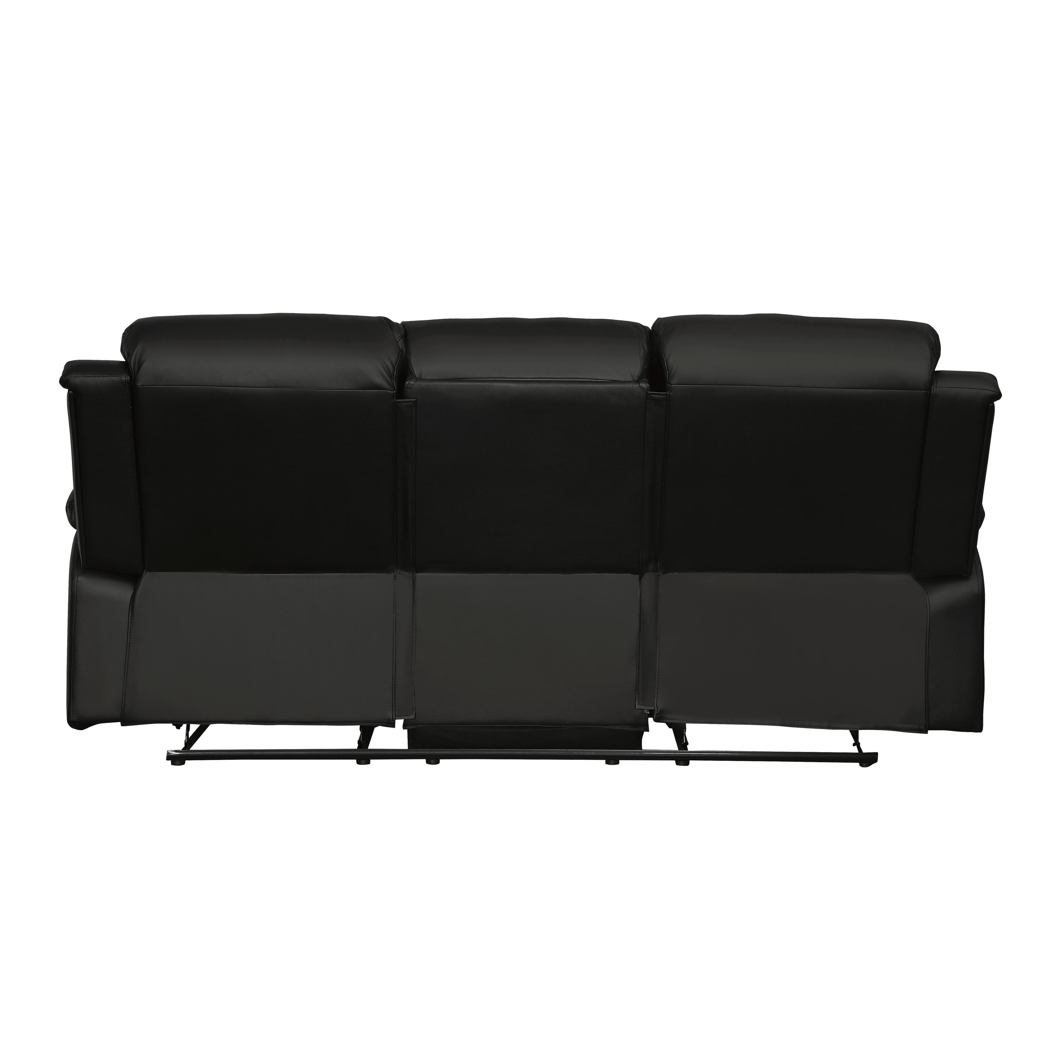 

                    
Homelegance 9928BLK-3 Clarkdale Reclining Sofa Black Faux Leather Purchase 
