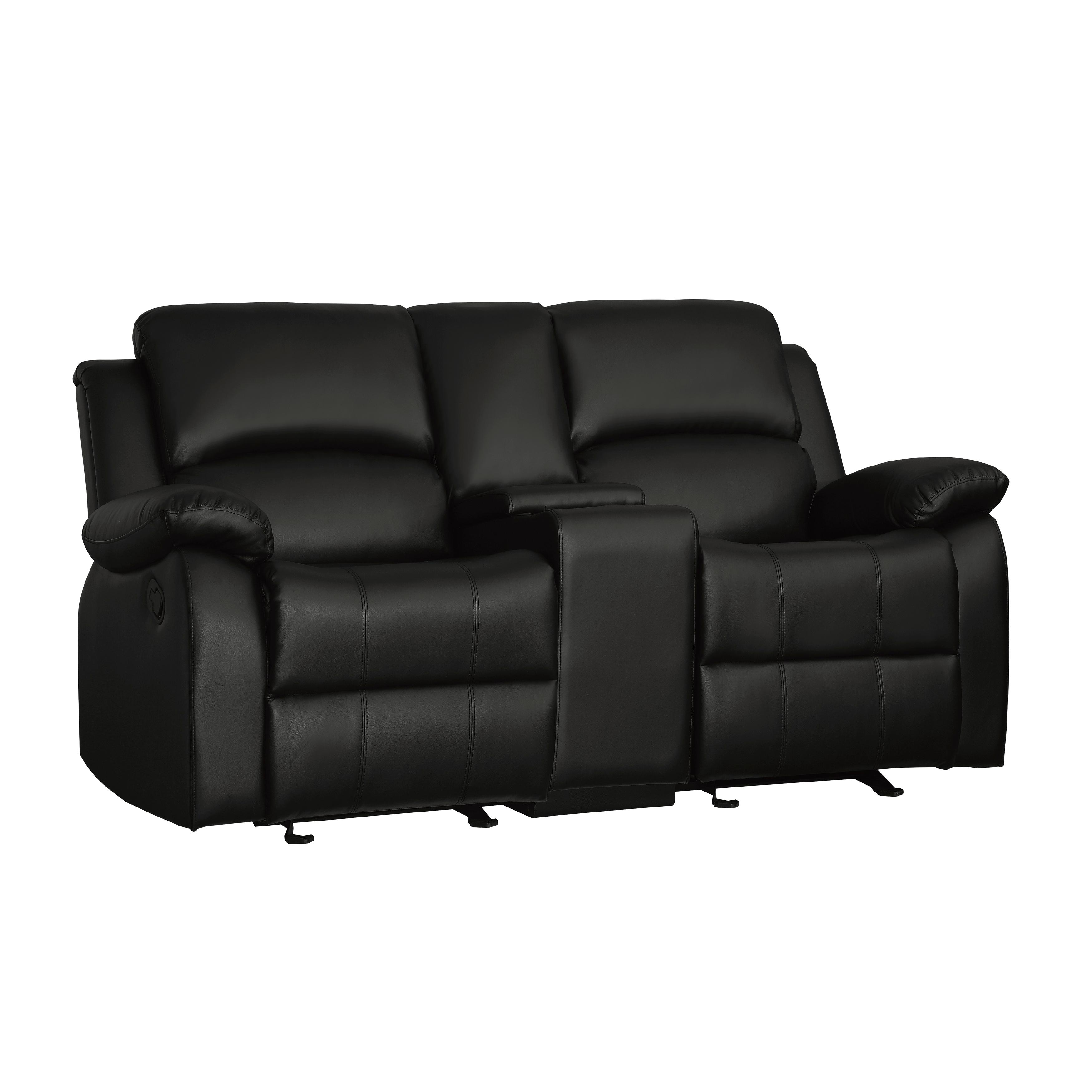 

                    
Buy Transitional Black Faux Leather Reclining Sofa Set 2pcs Homelegance 9928BLK Clarkdale
