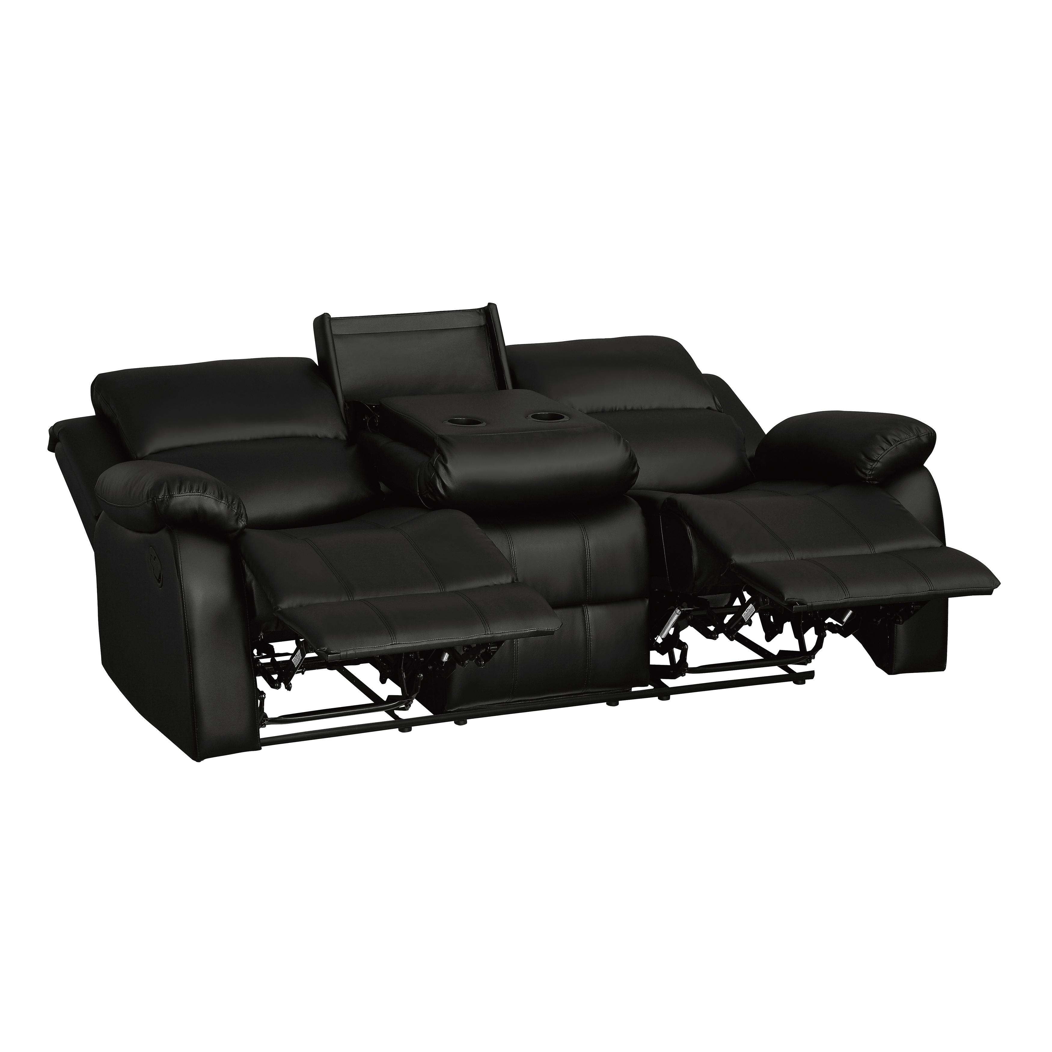 

                    
Homelegance 9928BLK-3PC Clarkdale Reclining Sofa Set Black Faux Leather Purchase 
