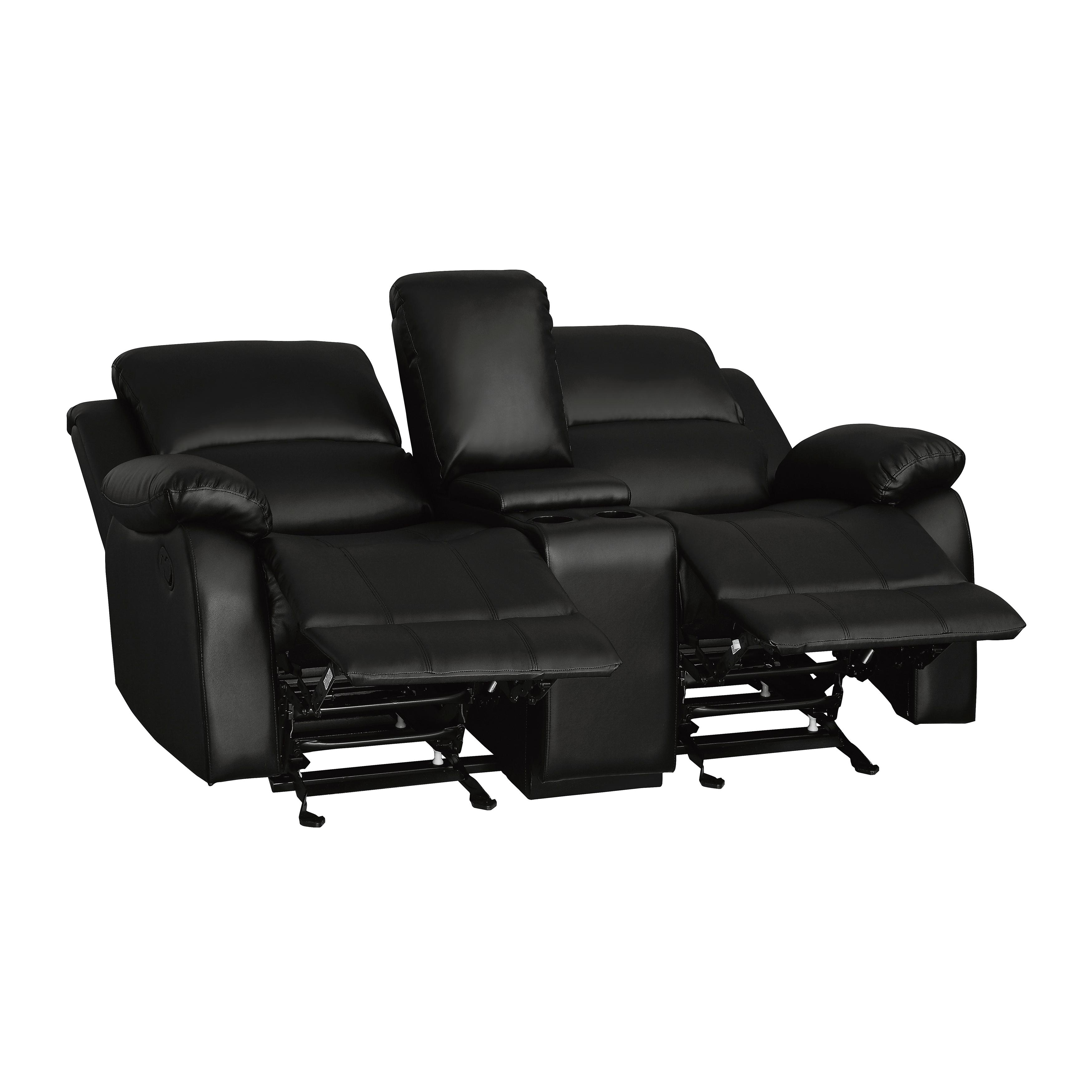 

                    
Buy Transitional Black Faux Leather Reclining Sofa Set 3pcs Homelegance 9928BLK Clarkdale
