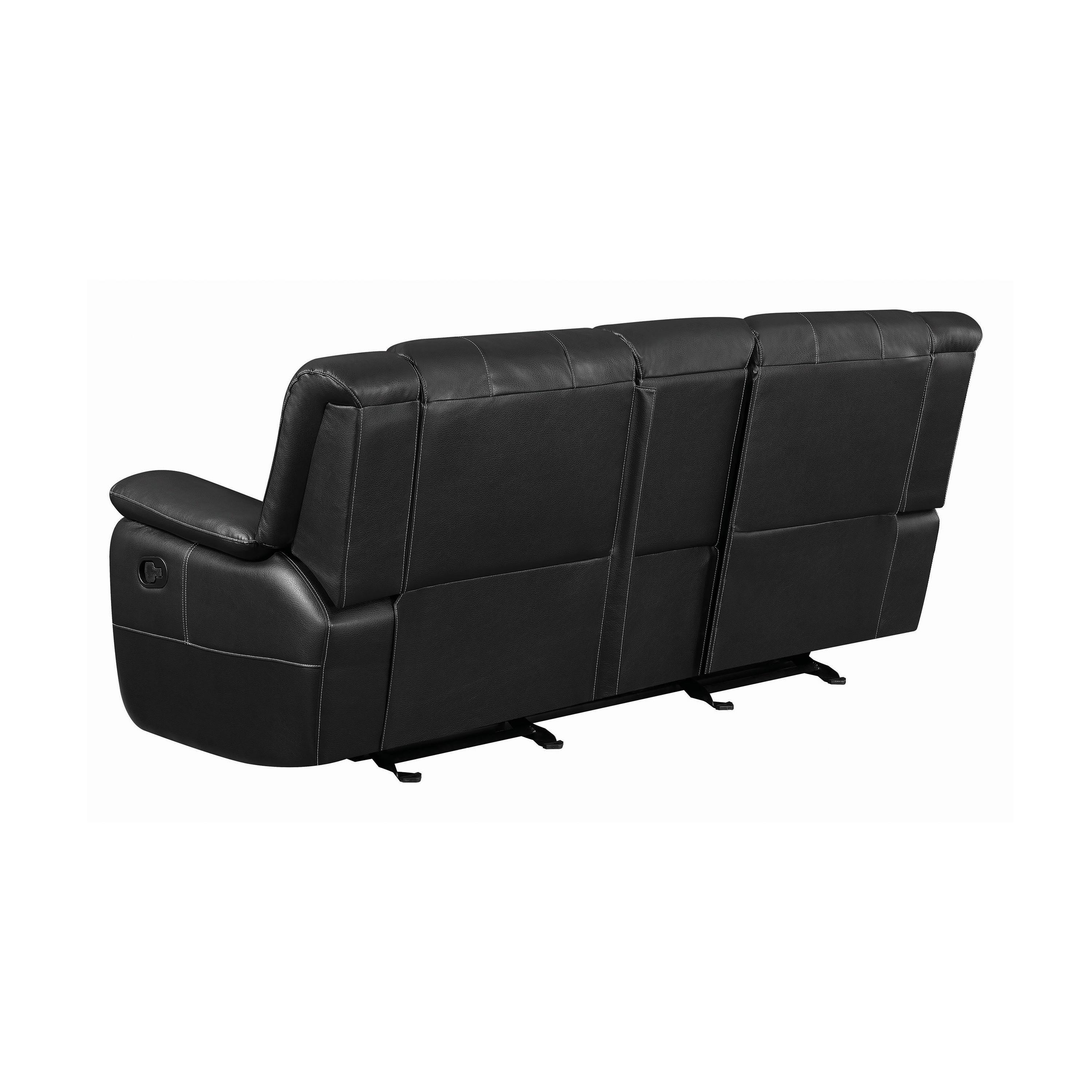 

    
601062 Contemporary Black Faux Leather Glider Loveseat Coaster 601062 Lee
