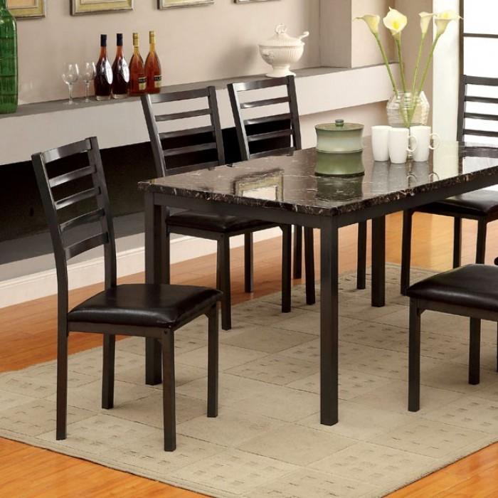

    
Transitional Black Faux Marble Dining Table Set 7pcs Furniture of America Colman
