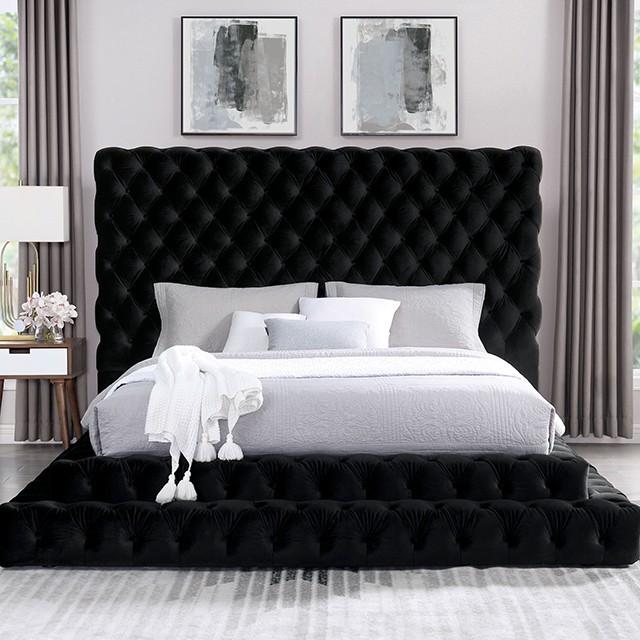 

    
Transitional Black Flannelette Queen Bed Furniture of America CM7227BK Stefania
