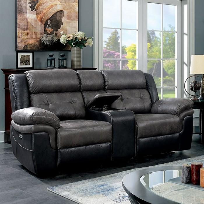 Transitional Recliner Loveseat CM6217GY-LV Brookdale CM6217GY-LV in Gray, Black Fabric