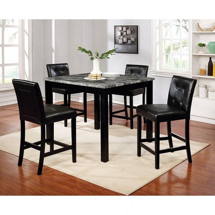 

    
Transitional Black & Gray Faux Marble Counter Dining Set 5pcs Furniture of America CM3712PT-5PK Wildrose
