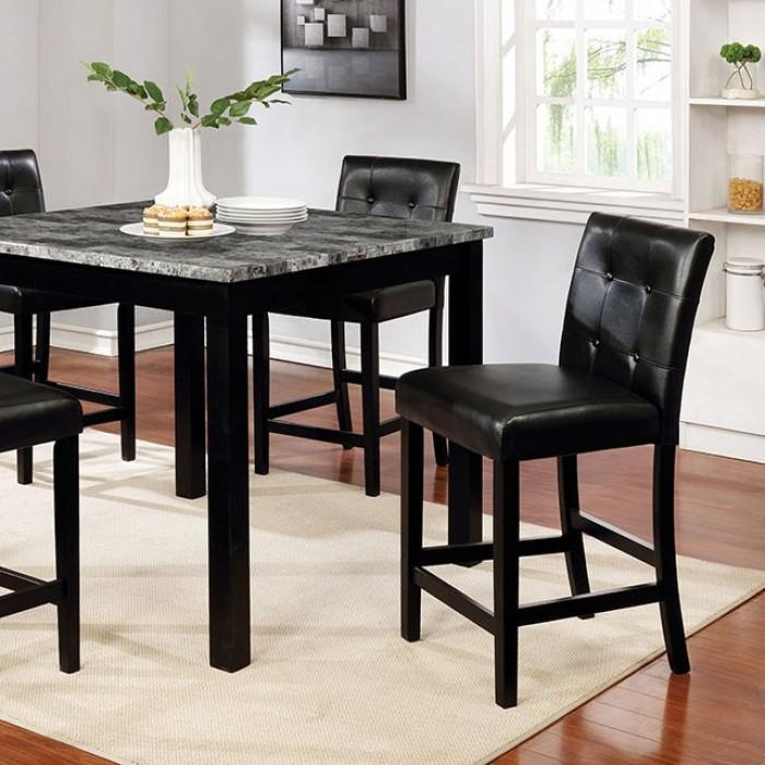 

    
Transitional Black & Gray Faux Marble Counter Dining Set 5pcs Furniture of America CM3712PT-5PK Wildrose
