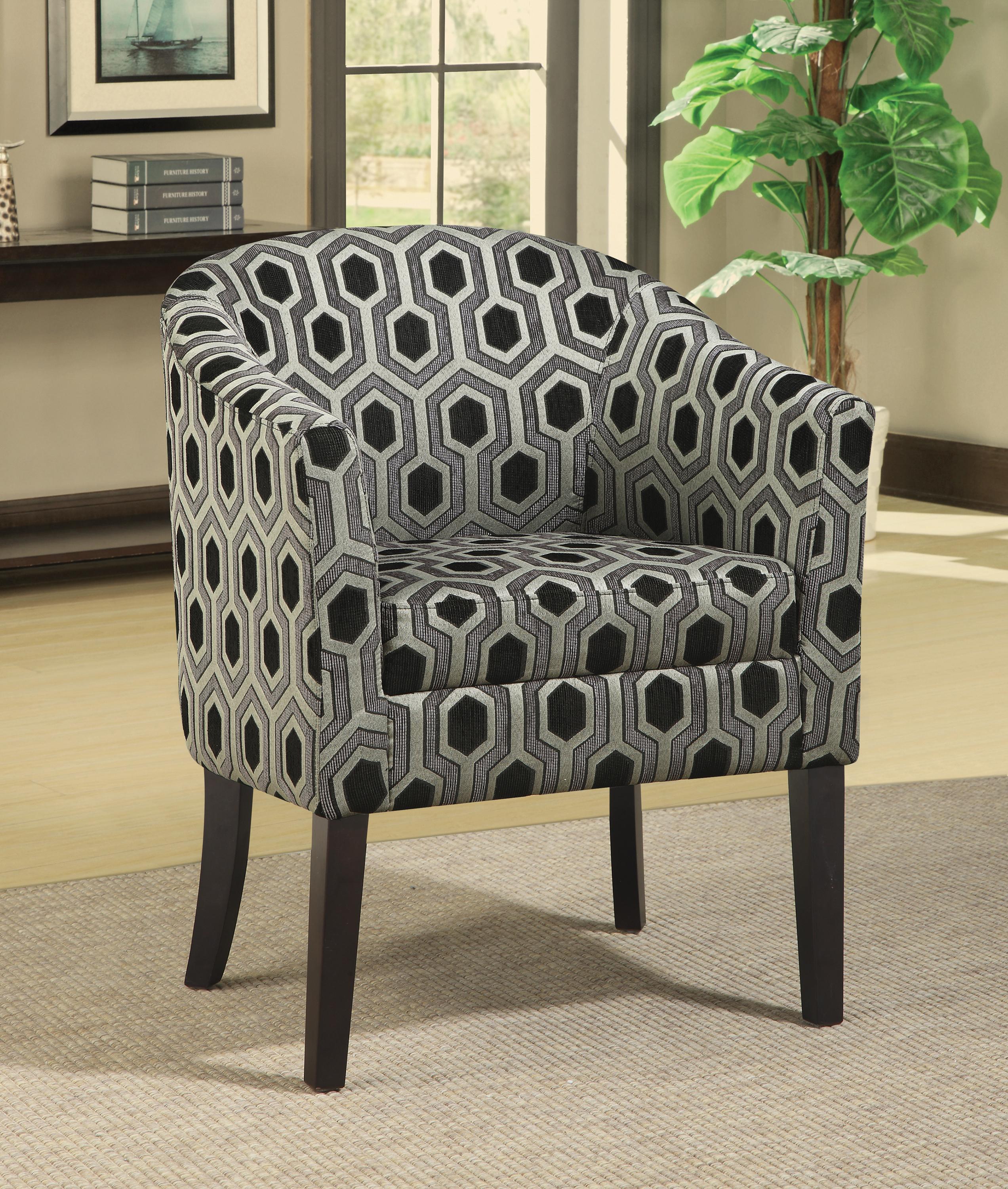 

    
Transitional Black & Gray Jacquard Accent Chair Coaster 900435
