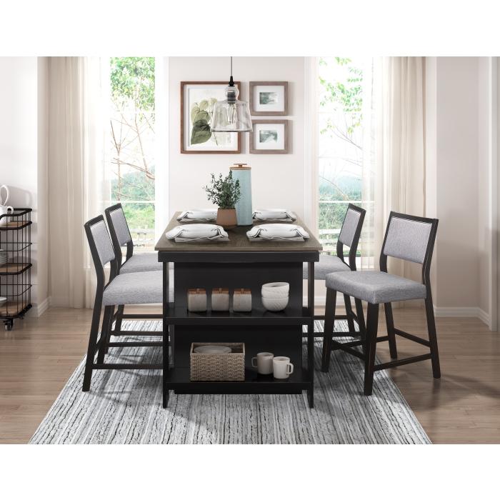 Transitional Counter Height Table Set Stratus Counter Height Table Set 5PCS 5842-36-5PCS 5842-36-5PCS in Gray, Black Fabric