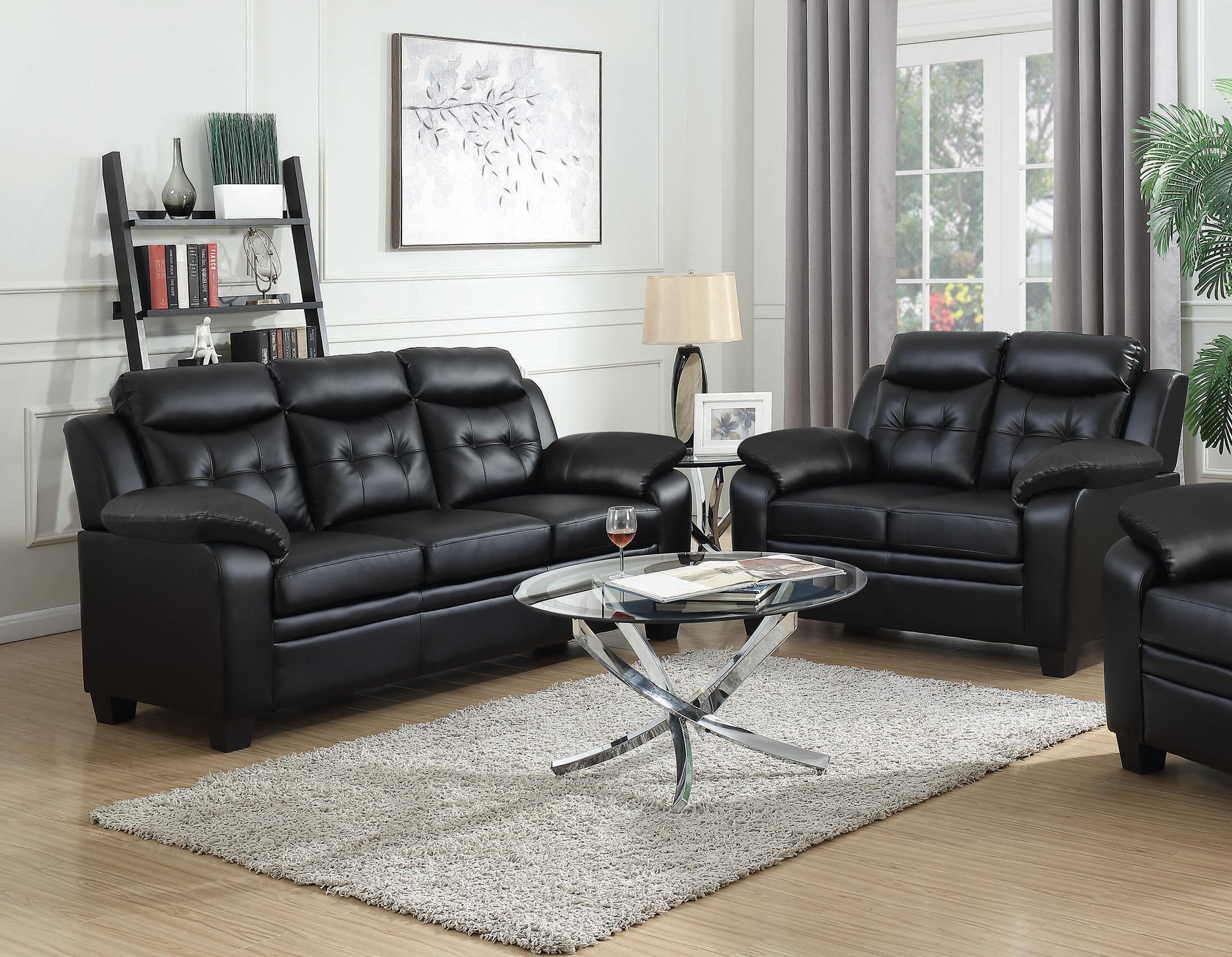 Transitional Living Room Set 506551-S2 Finley 506551-S2 in Black Leatherette