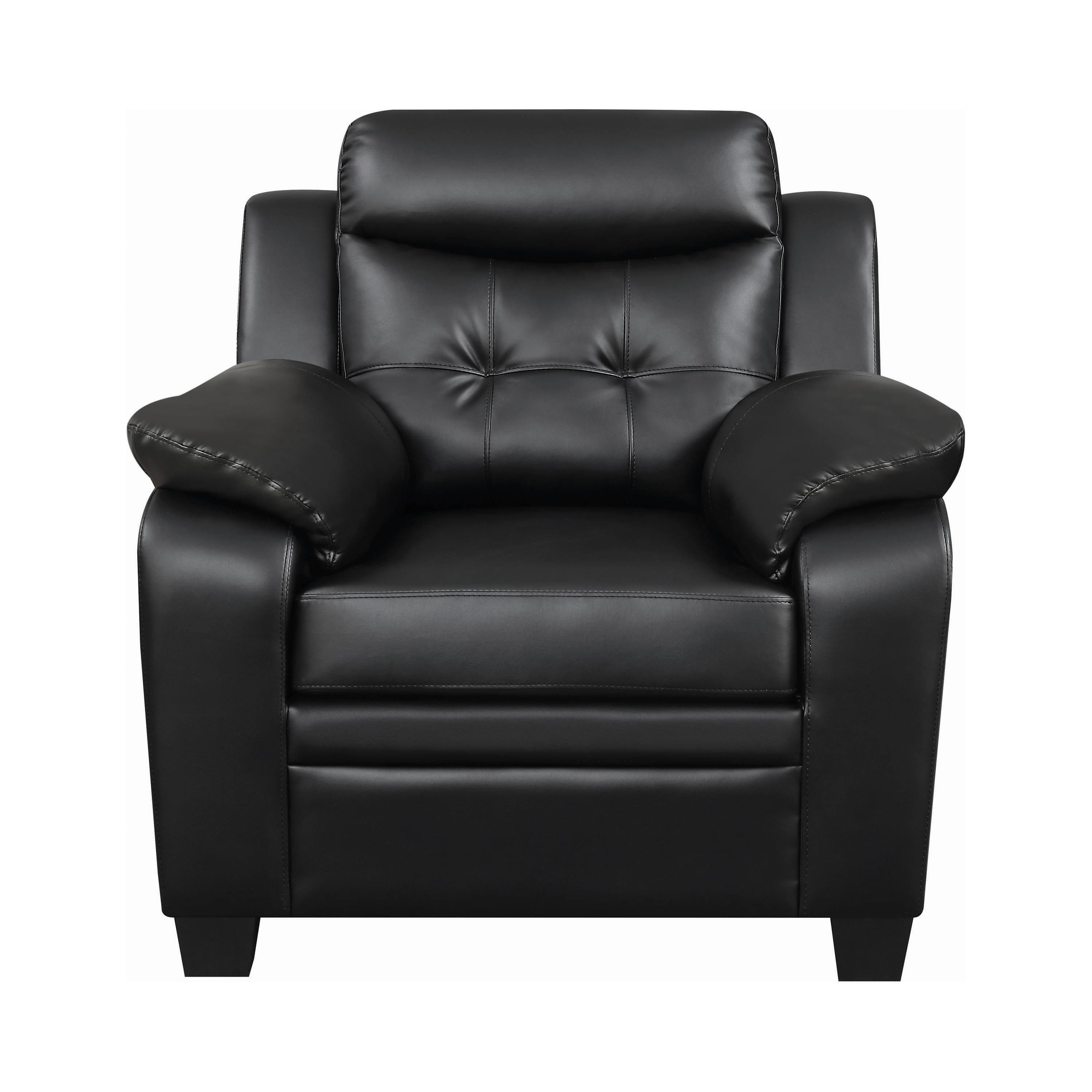 

    
 Order  Transitional Black Leatherette Living Room Set 3pcs Coaster 506551-S3 Finley
