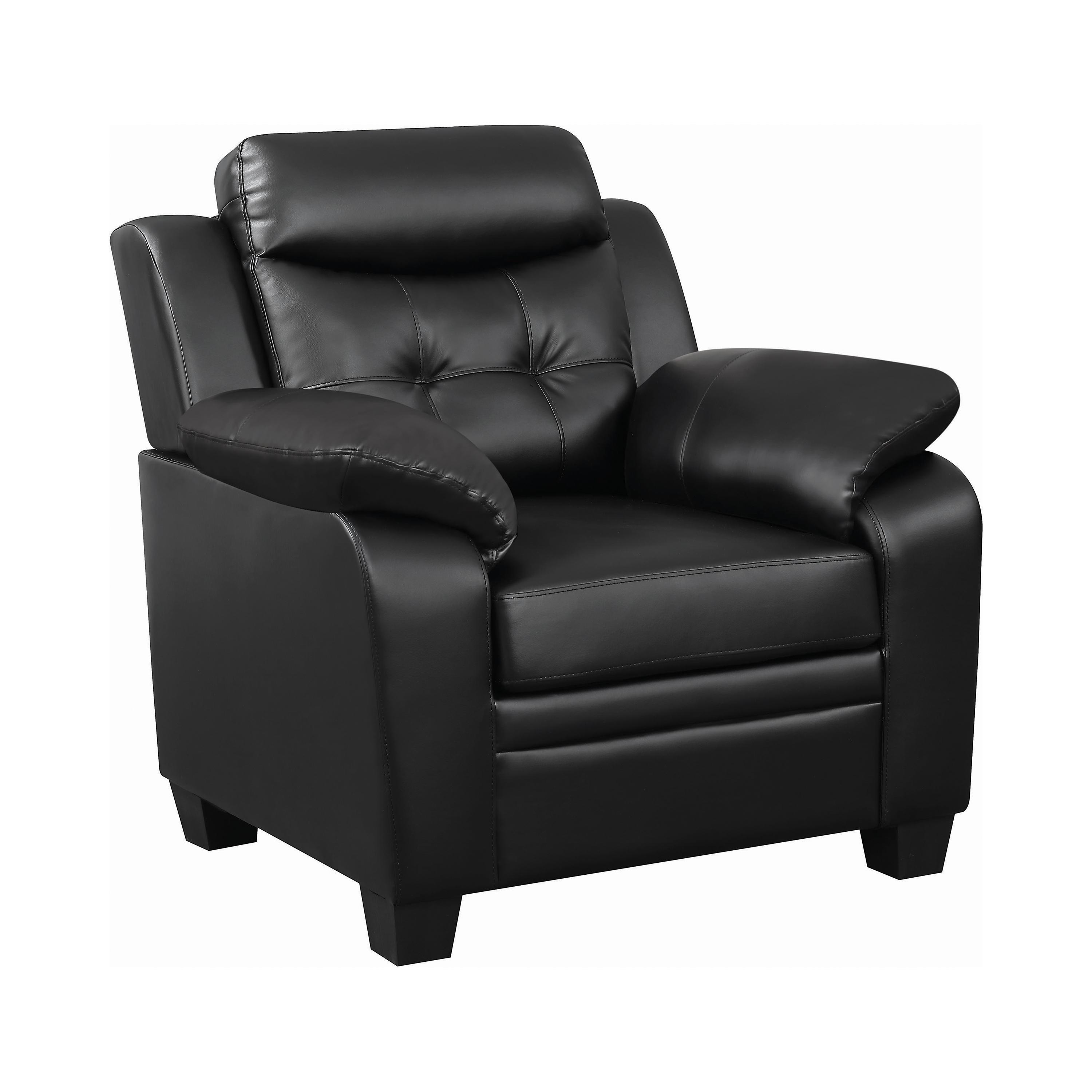 

    
 Shop  Transitional Black Leatherette Living Room Set 3pcs Coaster 506551-S3 Finley
