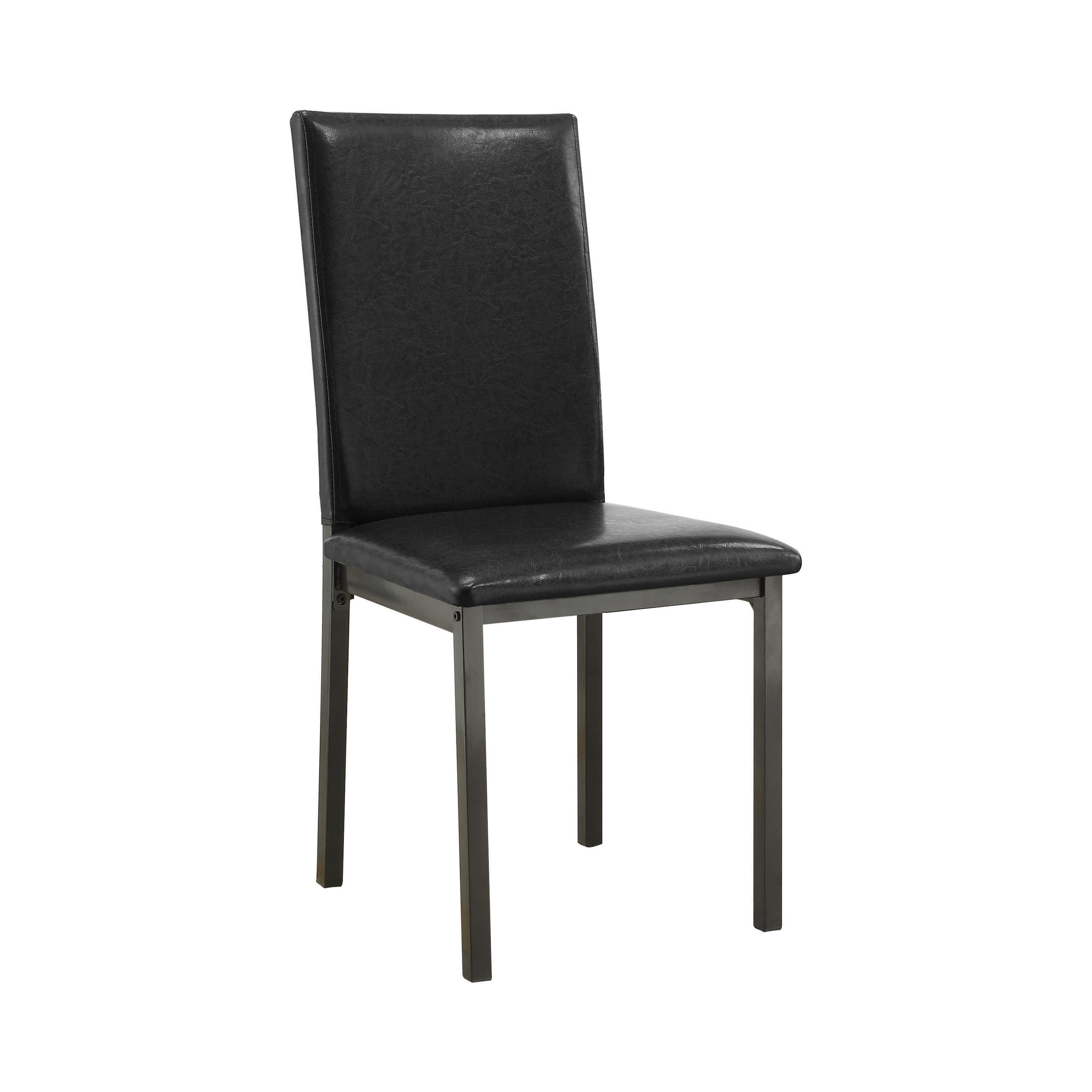 Transitional Side Chair Set 100612 Garza 100612 in Black Leatherette