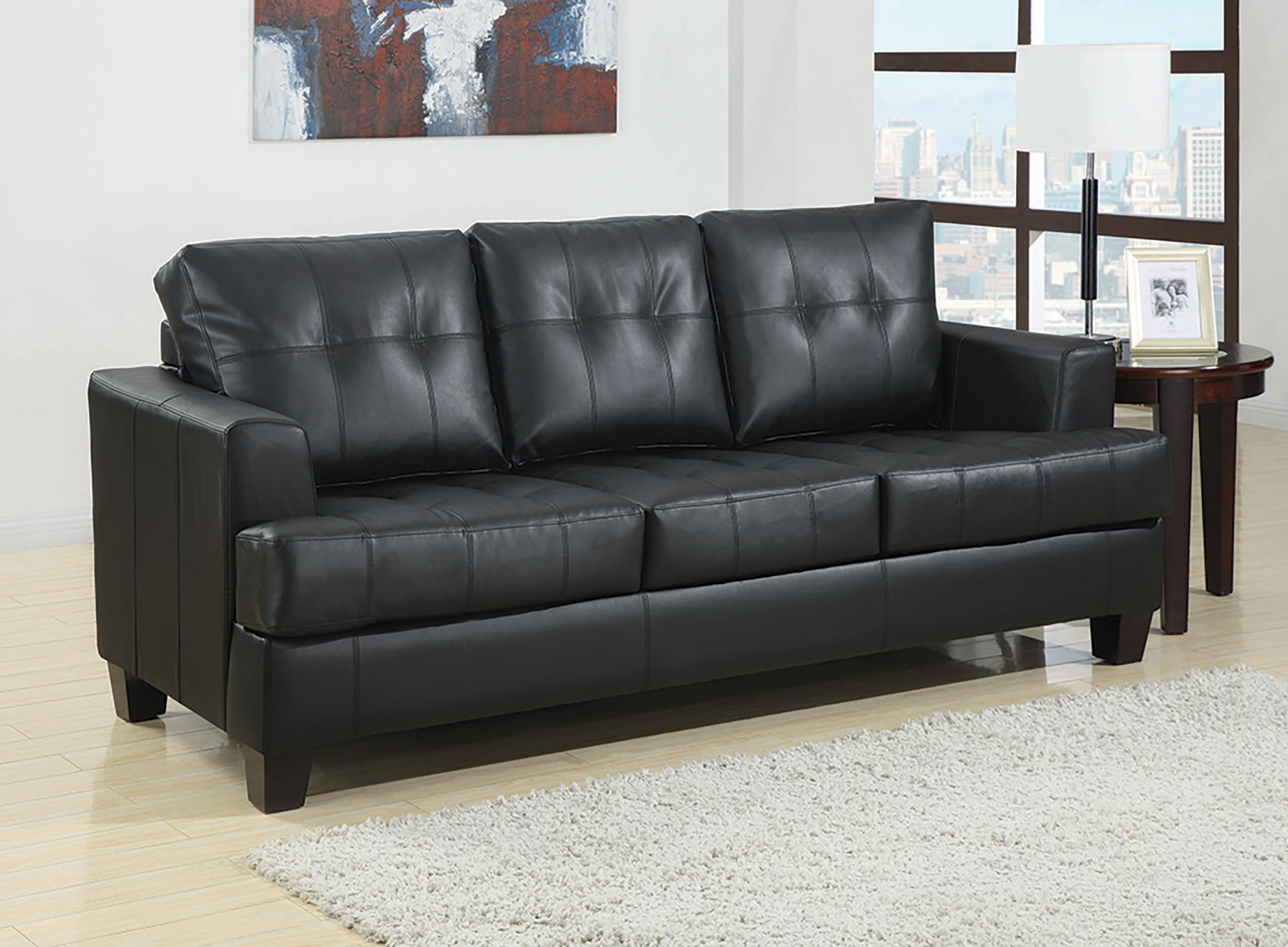 

    
Transitional Black Leatherette Sleeper Sofa Coaster 501680 Samuel
