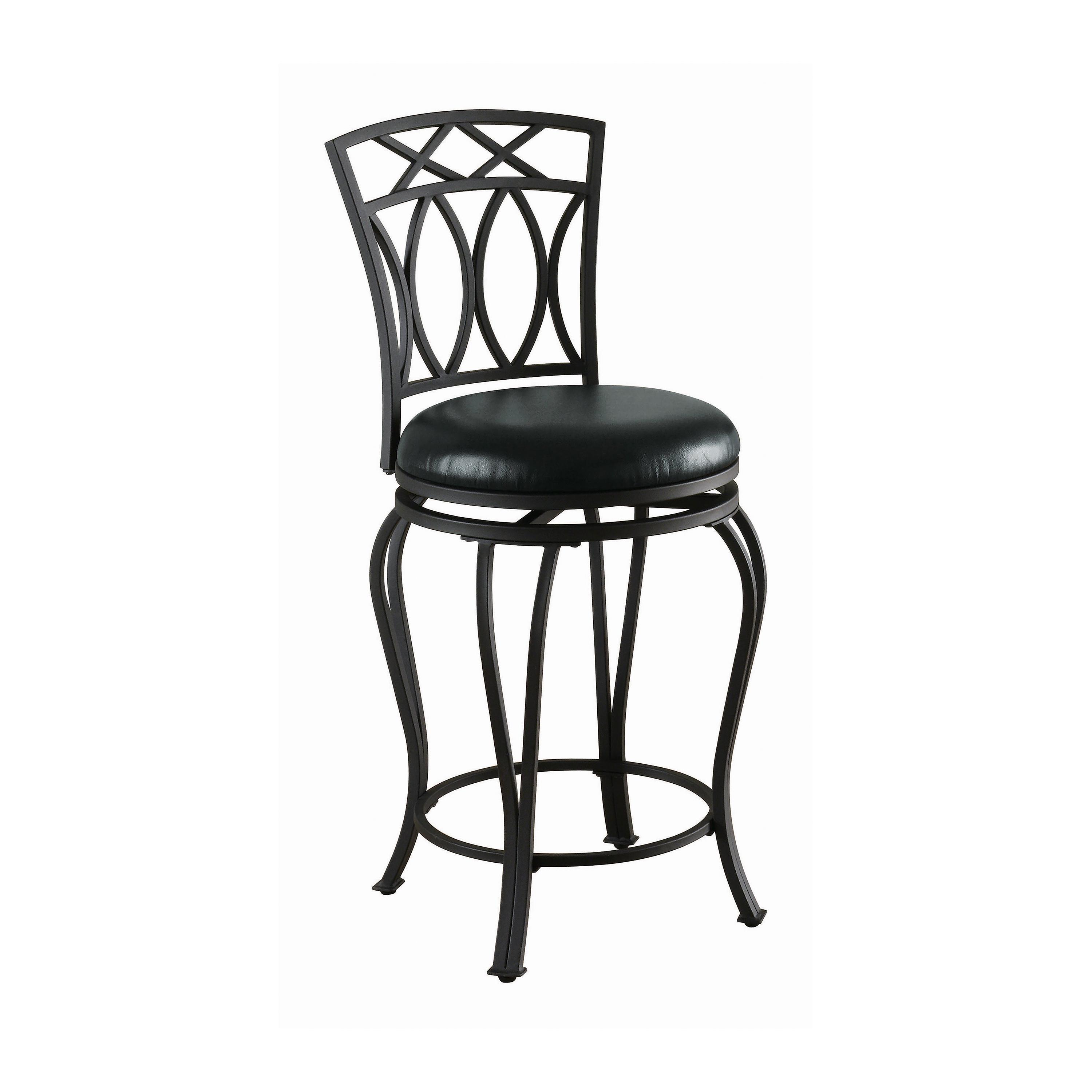 

    
Transitional Black Leatherette Swivel Counter Height Stool Coaster 122059
