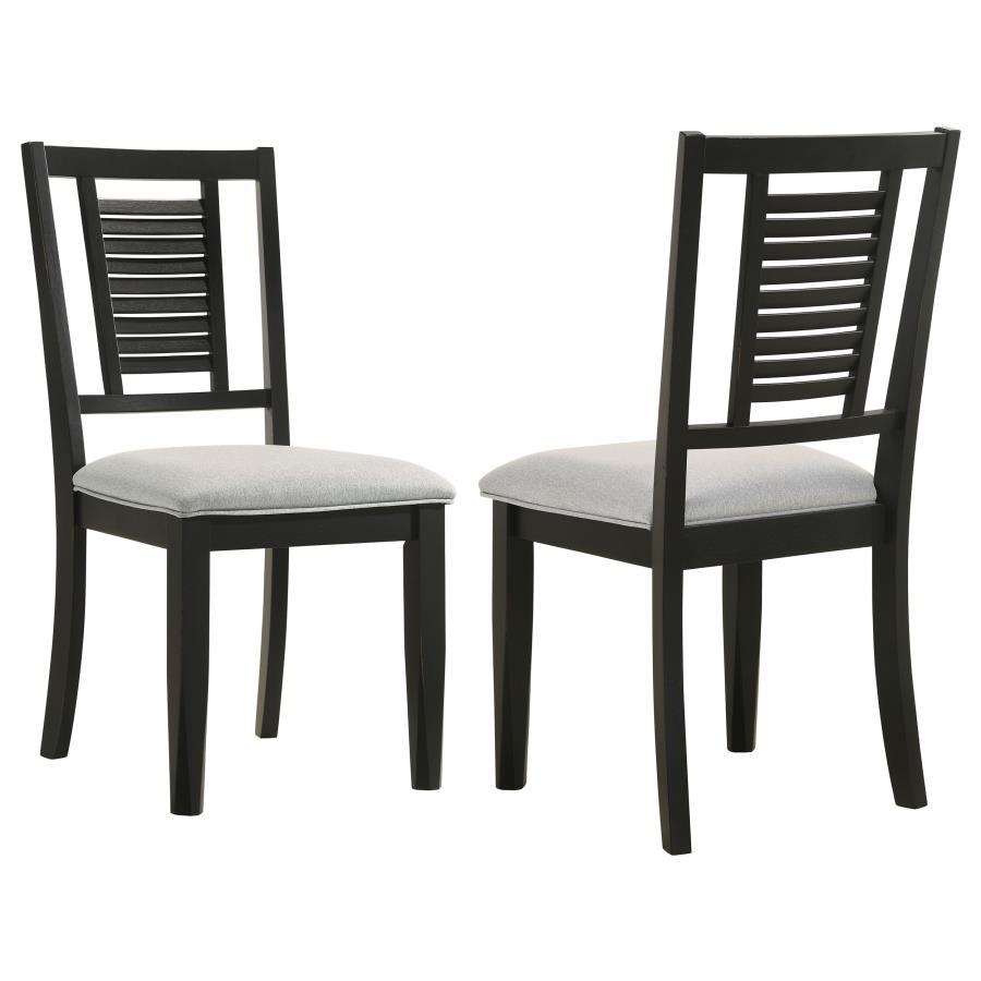 

    
Transitional Black/Light Grey Wood Side Chair Set 2PCS Coaster Appleton 110282
