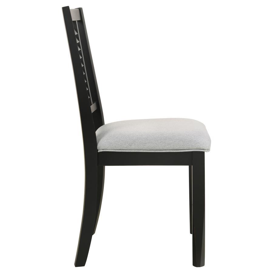 

    
 Order  Transitional Black/Light Grey Wood Side Chair Set 2PCS Coaster Appleton 110282
