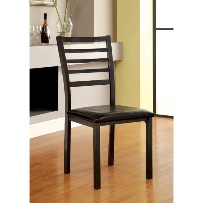 

    
Transitional Black Metal Side Chairs Set 2pcs Furniture of America CM3615SC-2PK-KD Colman
