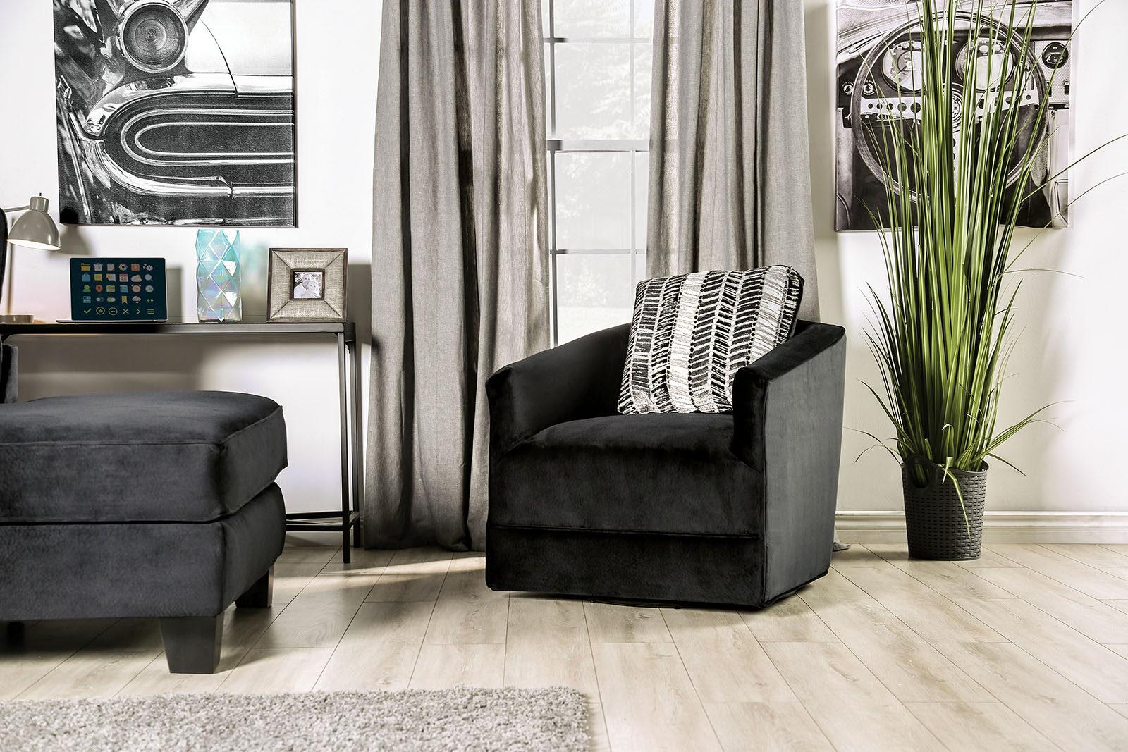 

    
Furniture of America SM5160-3PC Modbury Sectional Sofa Chair and Ottoman Black SM5160-3PC
