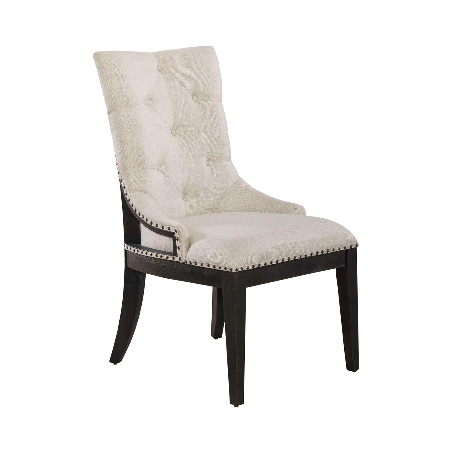 

    
Liberty Furniture Americana Farmhouse (615-DR) Dining Chair Set Taupe/Black 615-C6501S-B-Set-2
