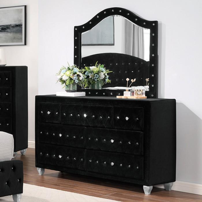 

    
CM7130BK-CK-5PC Transitional Black Solid Wood CAL Bedroom Set 5pcs Furniture of America CM7130BK Zohar
