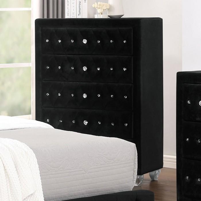 

    
 Order  Transitional Black Solid Wood CAL Bedroom Set 6pcs Furniture of America CM7130BK Zohar
