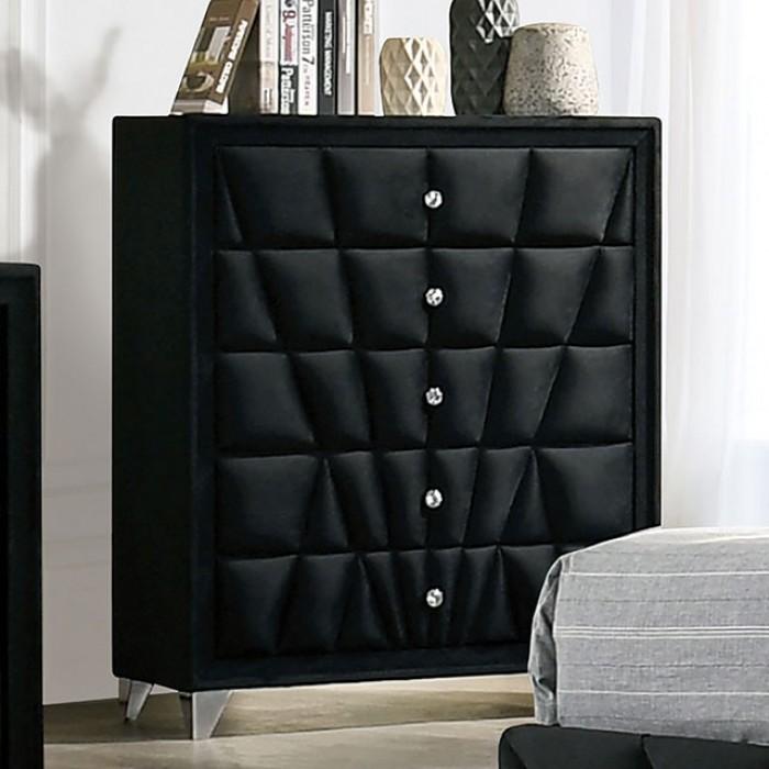 

    
 Photo  Transitional Black Solid Wood CAL Bedroom Set 6pcs Furniture of America CM7164BK Carissa
