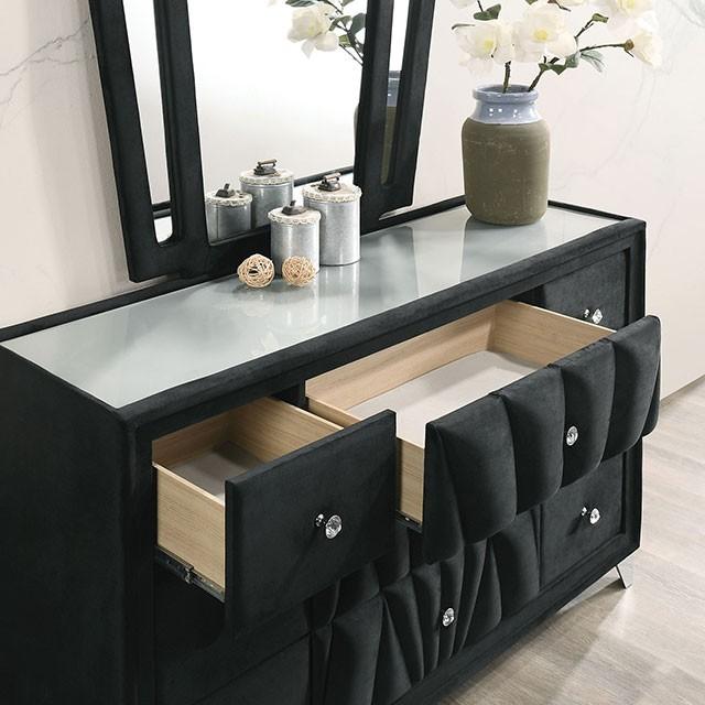 

                    
Buy Transitional Black Solid Wood CAL Bedroom Set 6pcs Furniture of America CM7164BK Carissa
