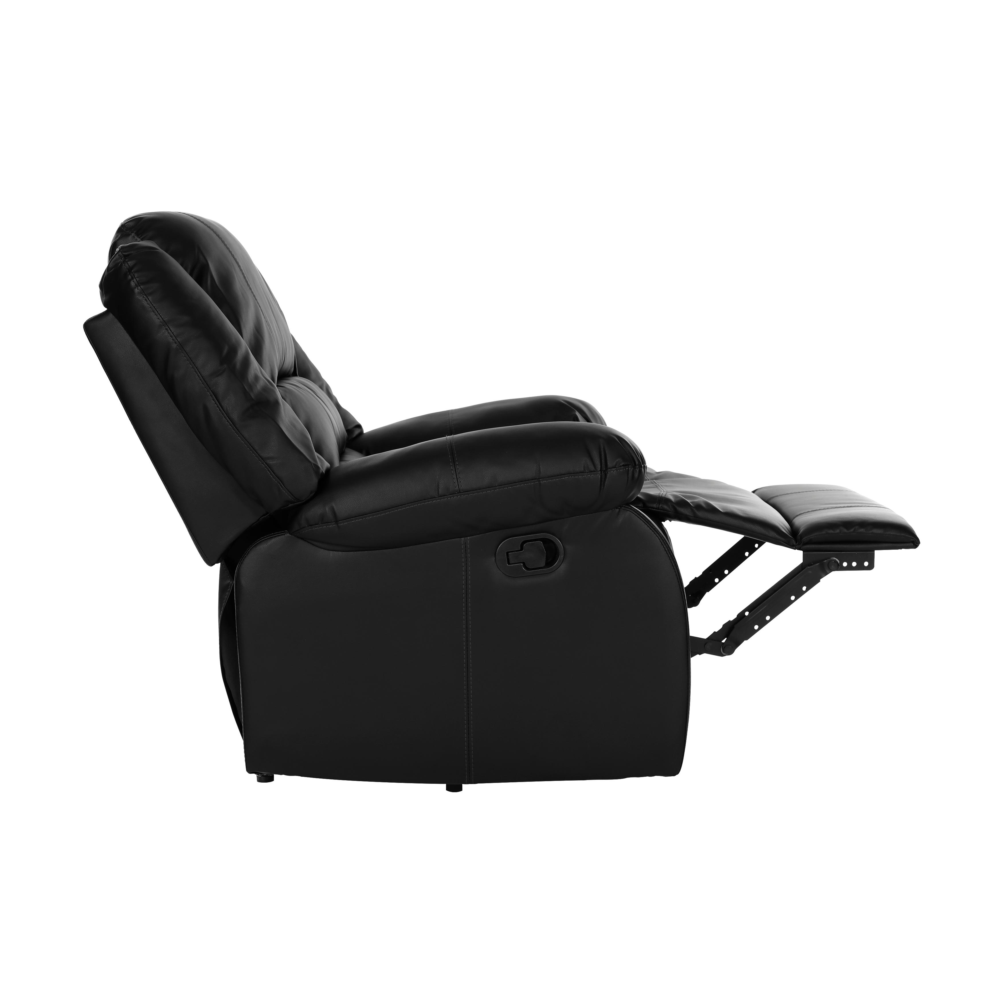 

        
Homelegance Jarita Recliner Chair 8329BLK-1-C Recliner Chair Black Faux Leather 52413647668526
