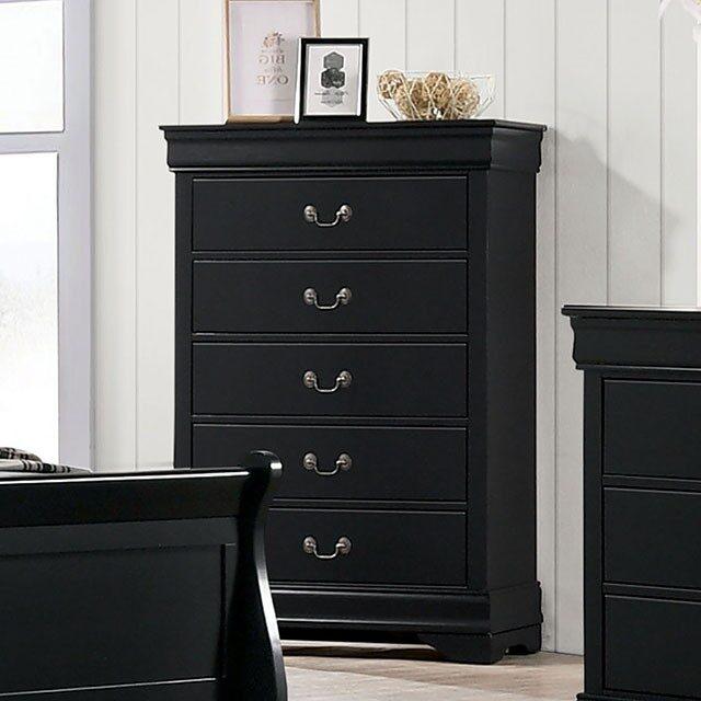 

    
Transitional Black Solid Wood Chest Furniture of America CM7966BK-C Louis Philippe

