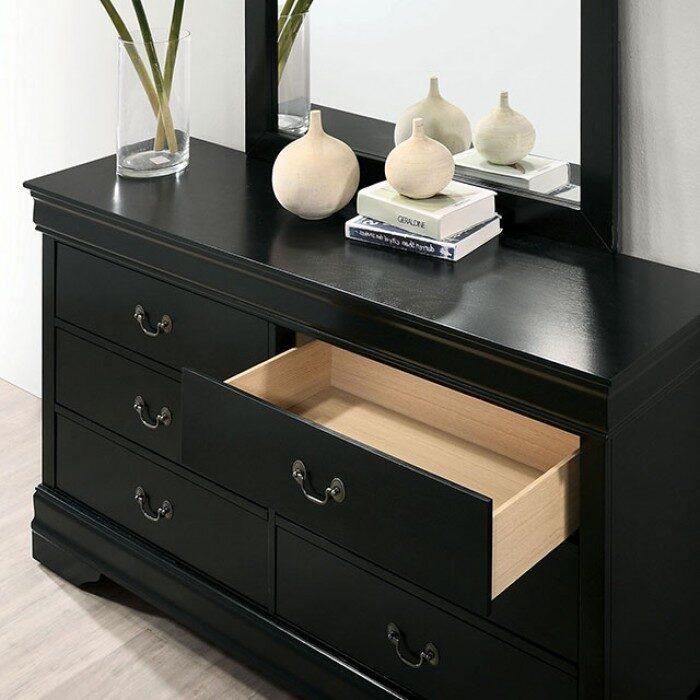 

    
Transitional Black Solid Wood Dresser Furniture of America CM7966BK-D Louis Philippe
