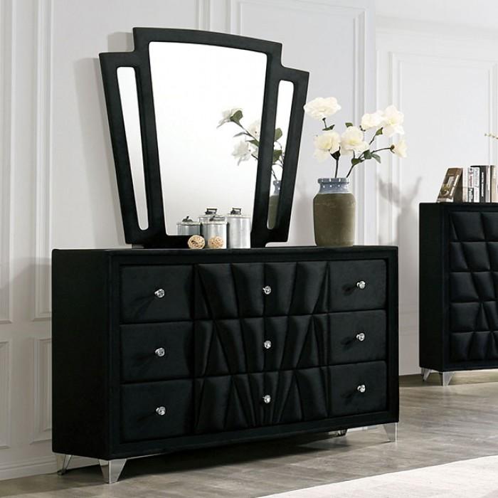 Transitional Dresser w/Mirror CM7164BK-D*M-2PC Carissa CM7164BK-D*M-2PC in Black Fabric