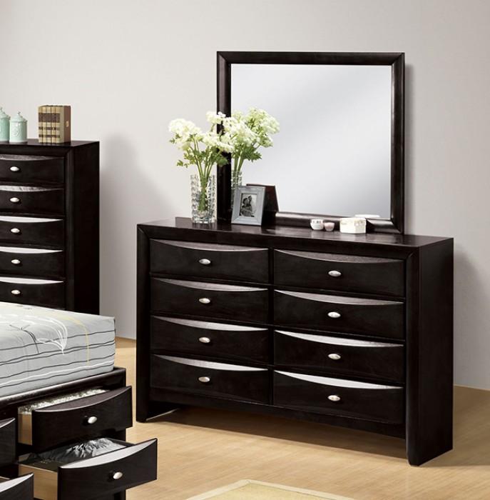 Transitional Dresser With Mirror Zosimo Dresser With Mirror Set 2PCS FM7210BK-D-2PCS FM7210BK-D-2PCS in Black 