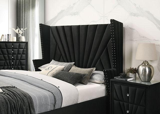 

    
Transitional Black Solid Wood King Bed Furniture of America CM7164BK Carissa
