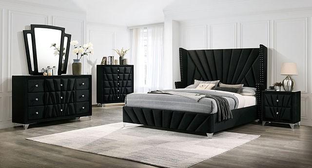 

                    
Furniture of America CM7164BK-EK Carissa Platform Bed Black Fabric Purchase 
