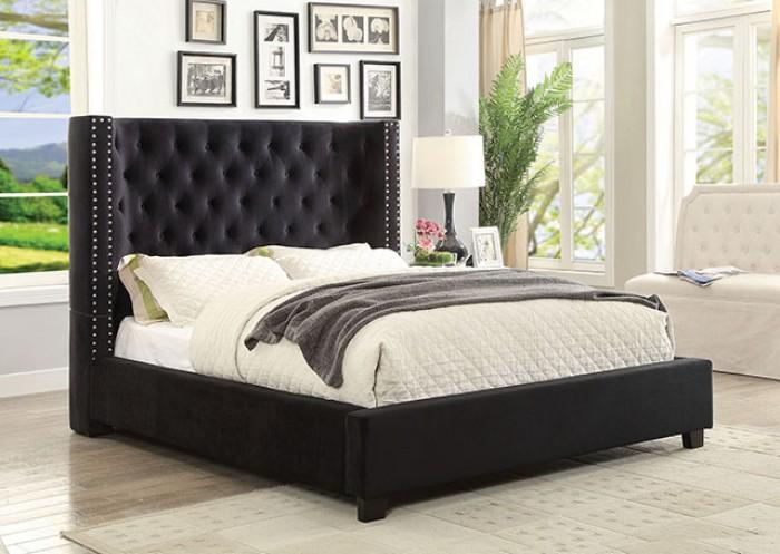 

    
Transitional Black Solid Wood King Panel Bed Furniture of America Carley CM7775BK-EK
