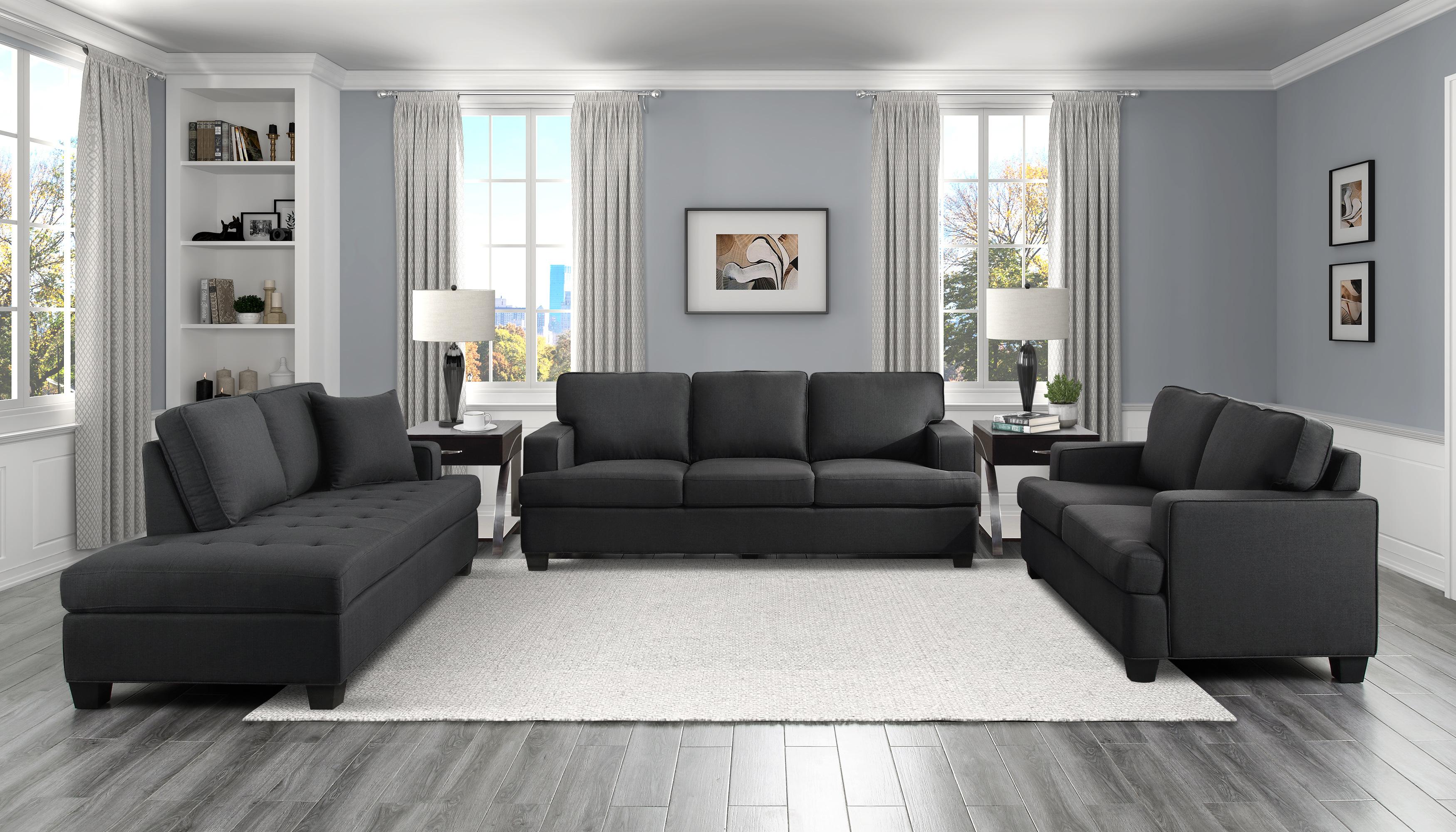 

    
Transitional Black Solid Wood Living Room Set 3pcs Homelegance 9327BK Elmont
