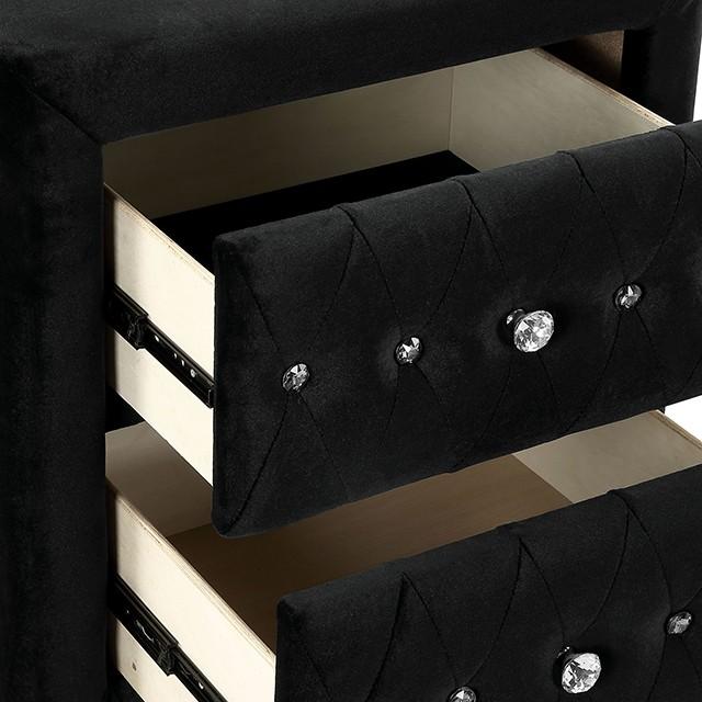 

    
Transitional Black Solid Wood Nightstand Furniture of America CM7130BK-N Zohar

