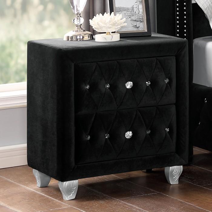 

    
Transitional Black Solid Wood Nightstand Furniture of America CM7130BK-N Zohar
