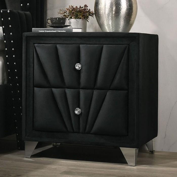 

    
Transitional Black Solid Wood Nightstand Furniture of America CM7164BK-N Carissa
